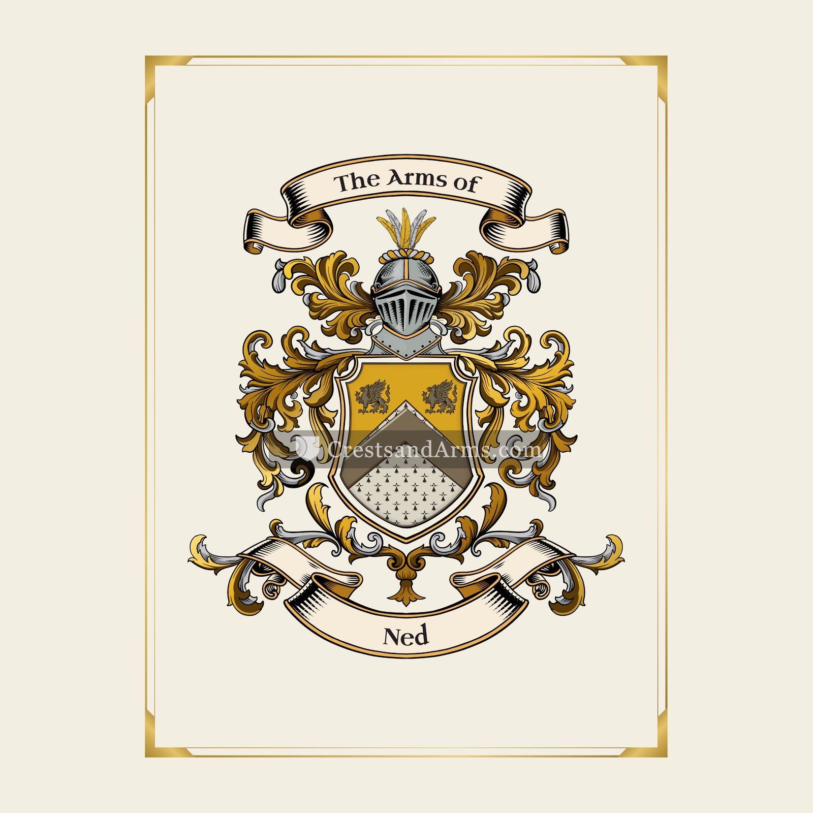 With gold border