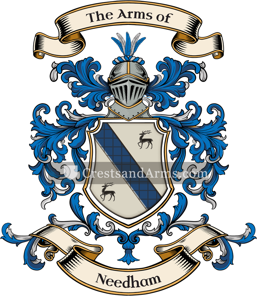 The Needham coat of arms, drawn from the recorded blazon