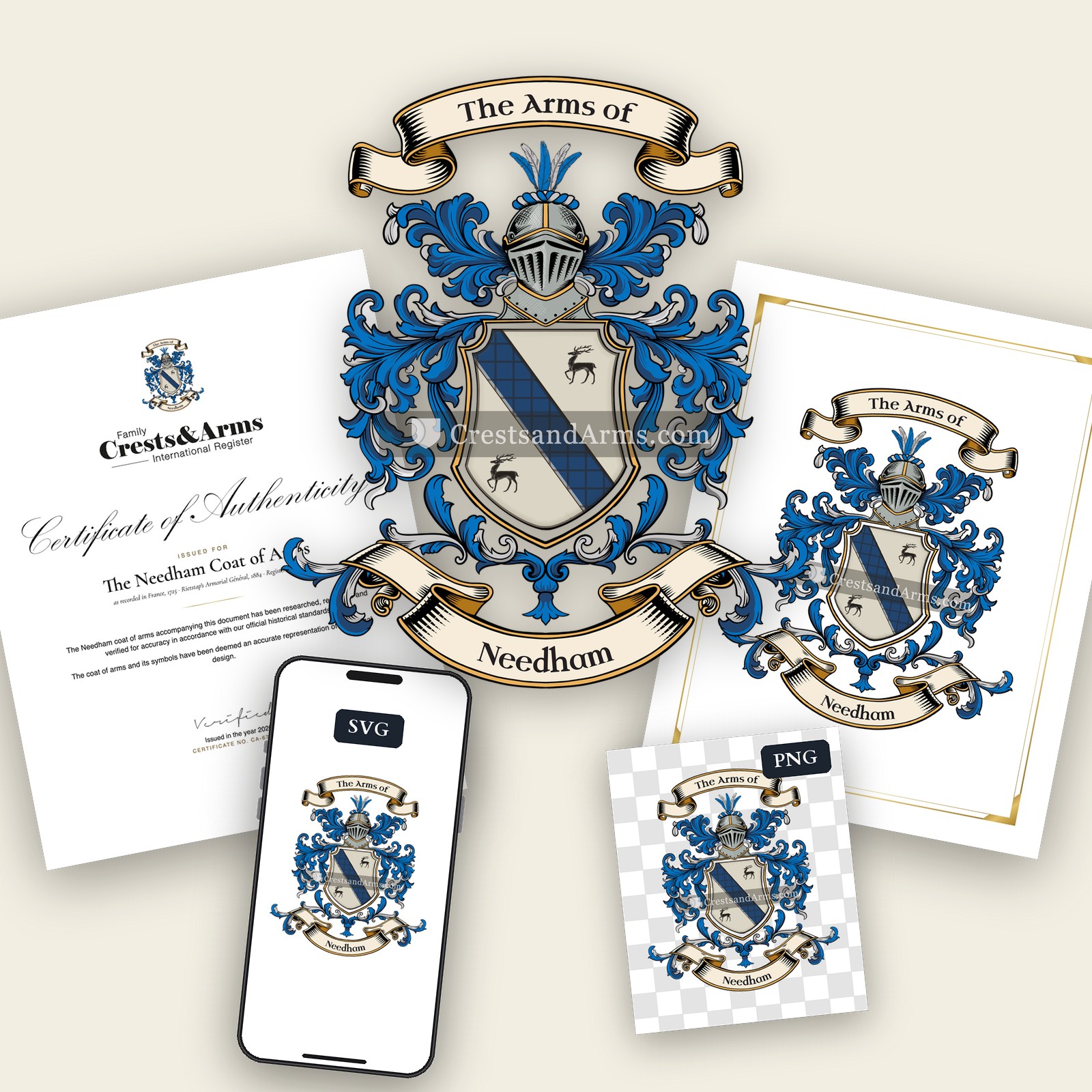 The Needham arms on the coat of arms — digital pack