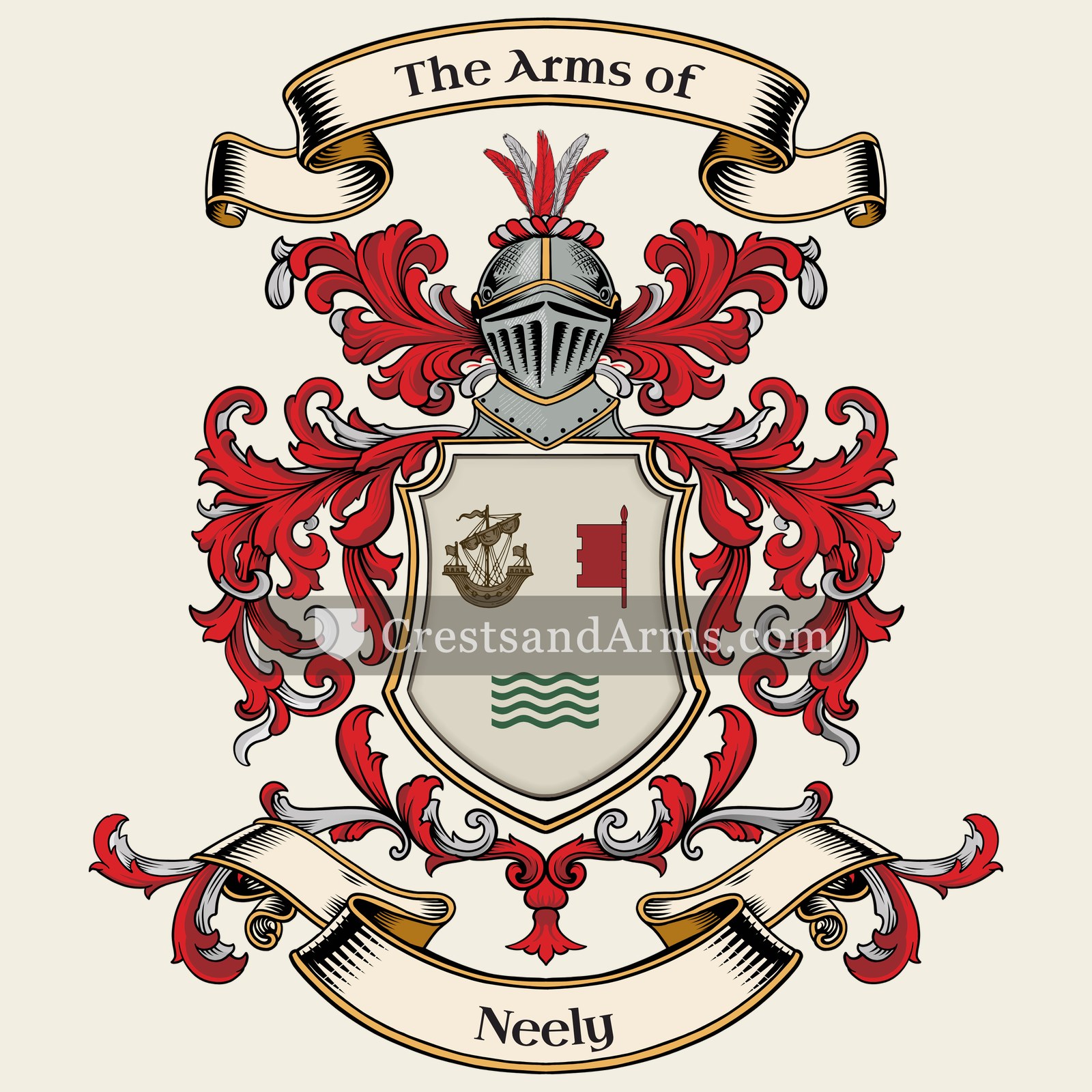 The Neely coat of arms, drawn from the recorded blazon