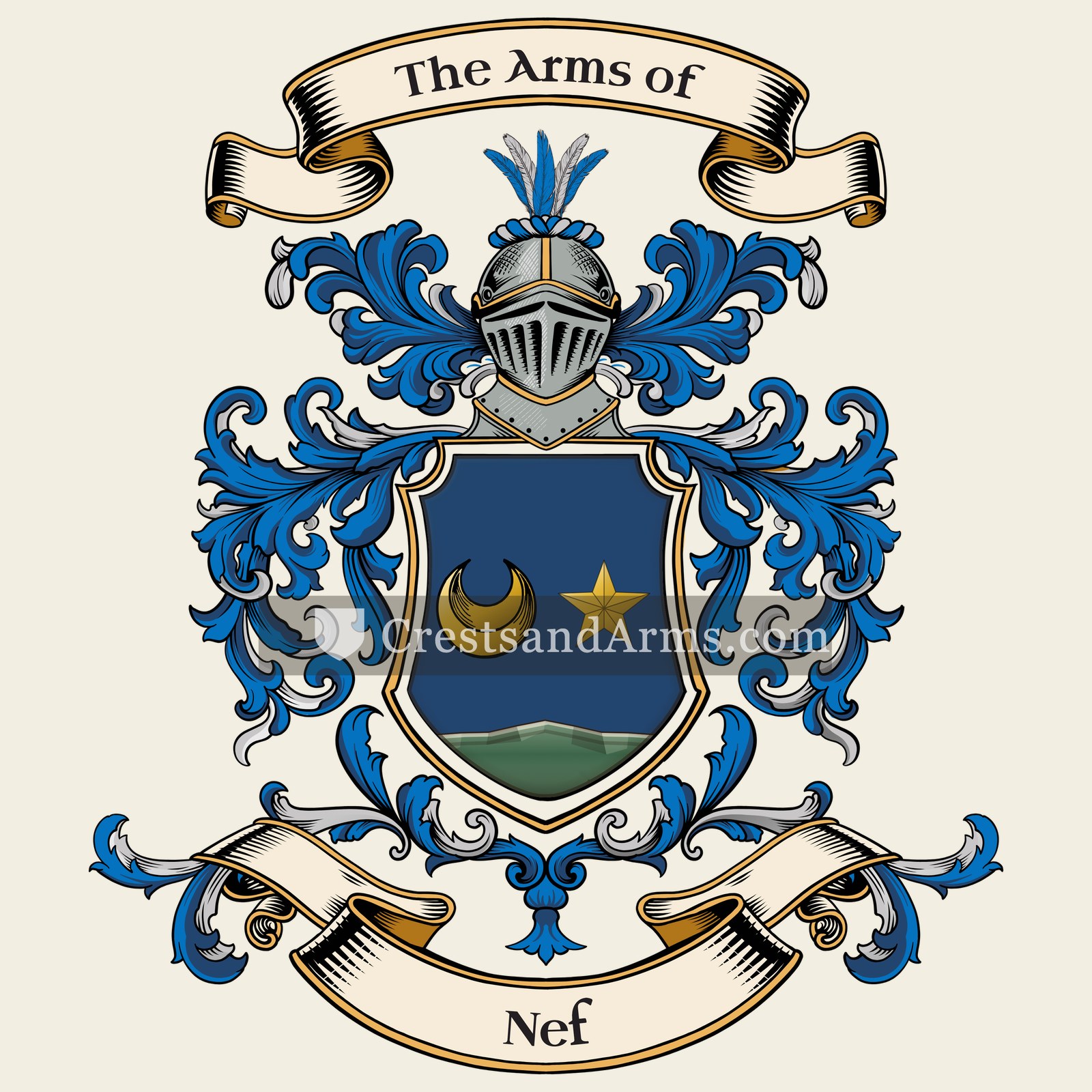 The Nef coat of arms, drawn from the recorded blazon