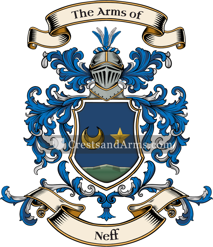 The Neff coat of arms, drawn from the recorded blazon