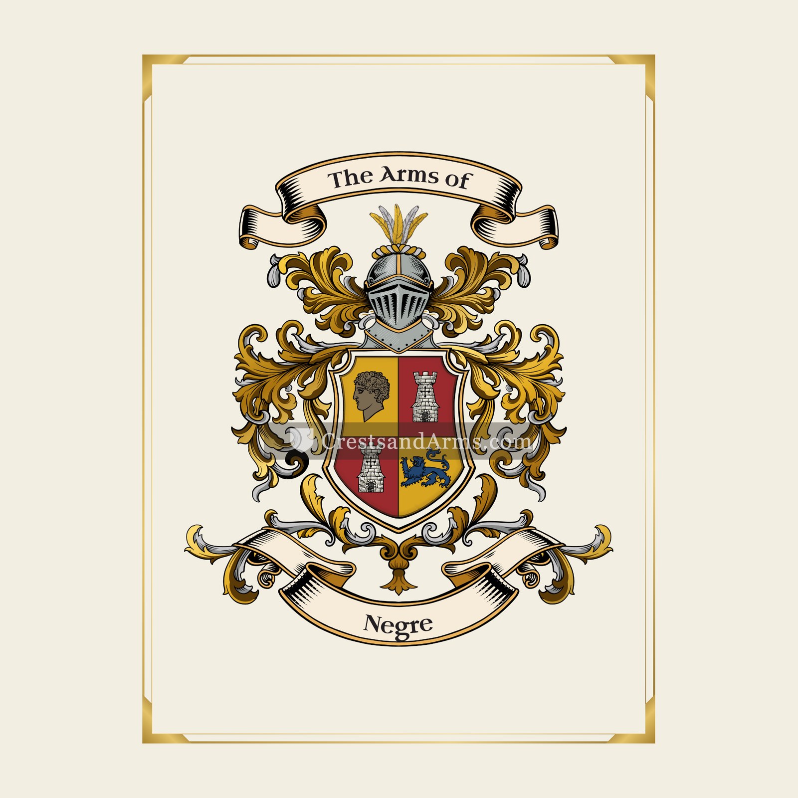 With gold border