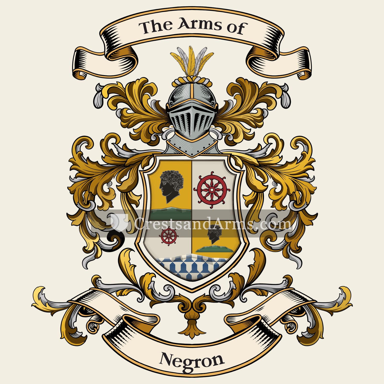 The Negron coat of arms, drawn from the recorded blazon