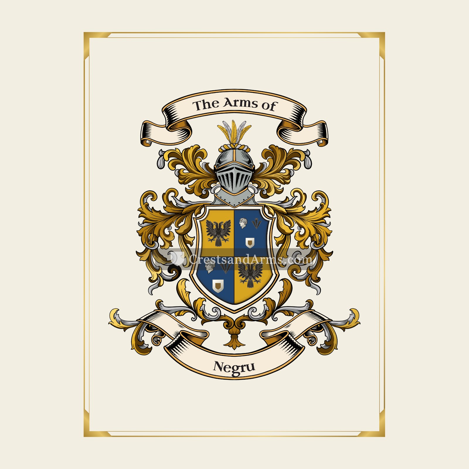 With gold border