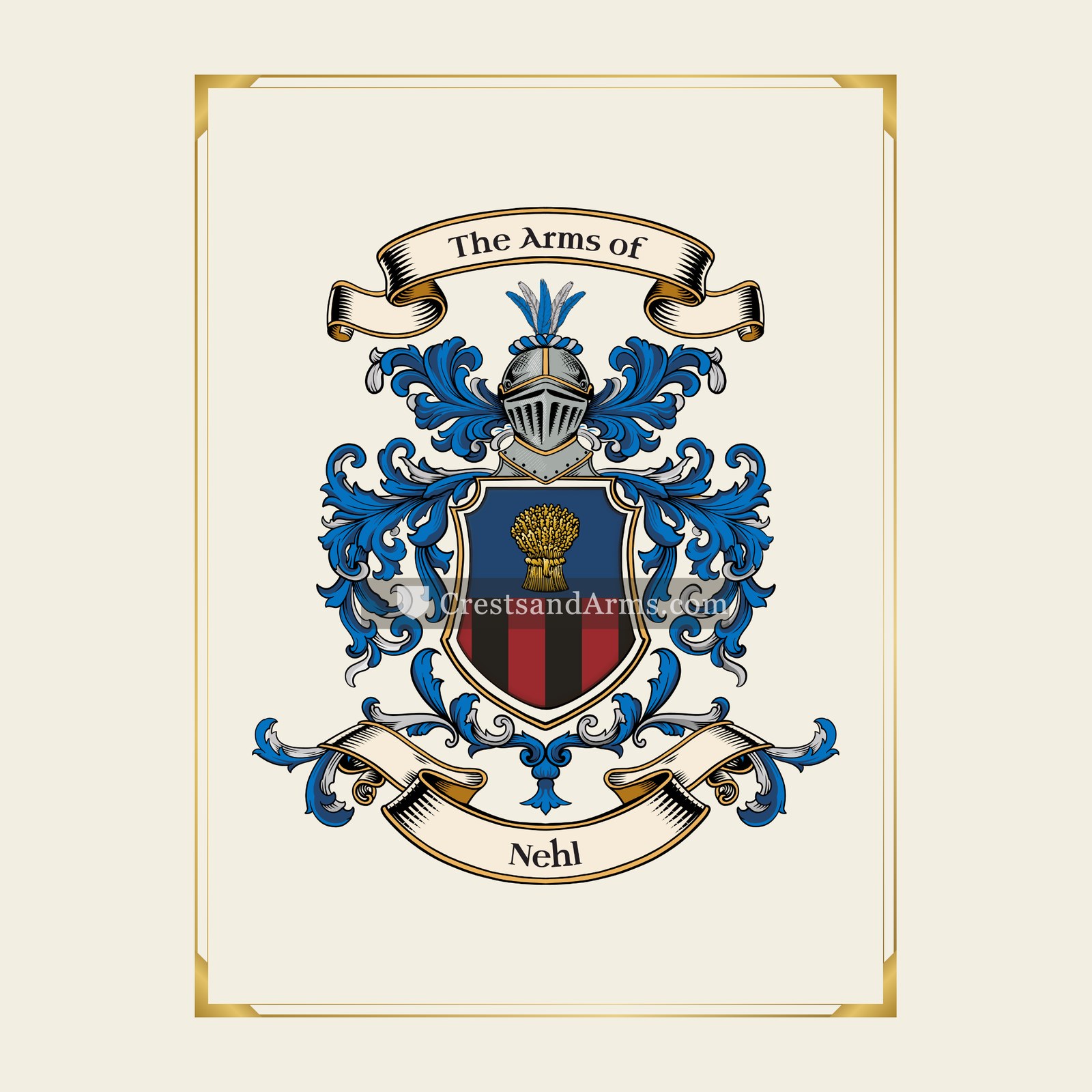 With gold border
