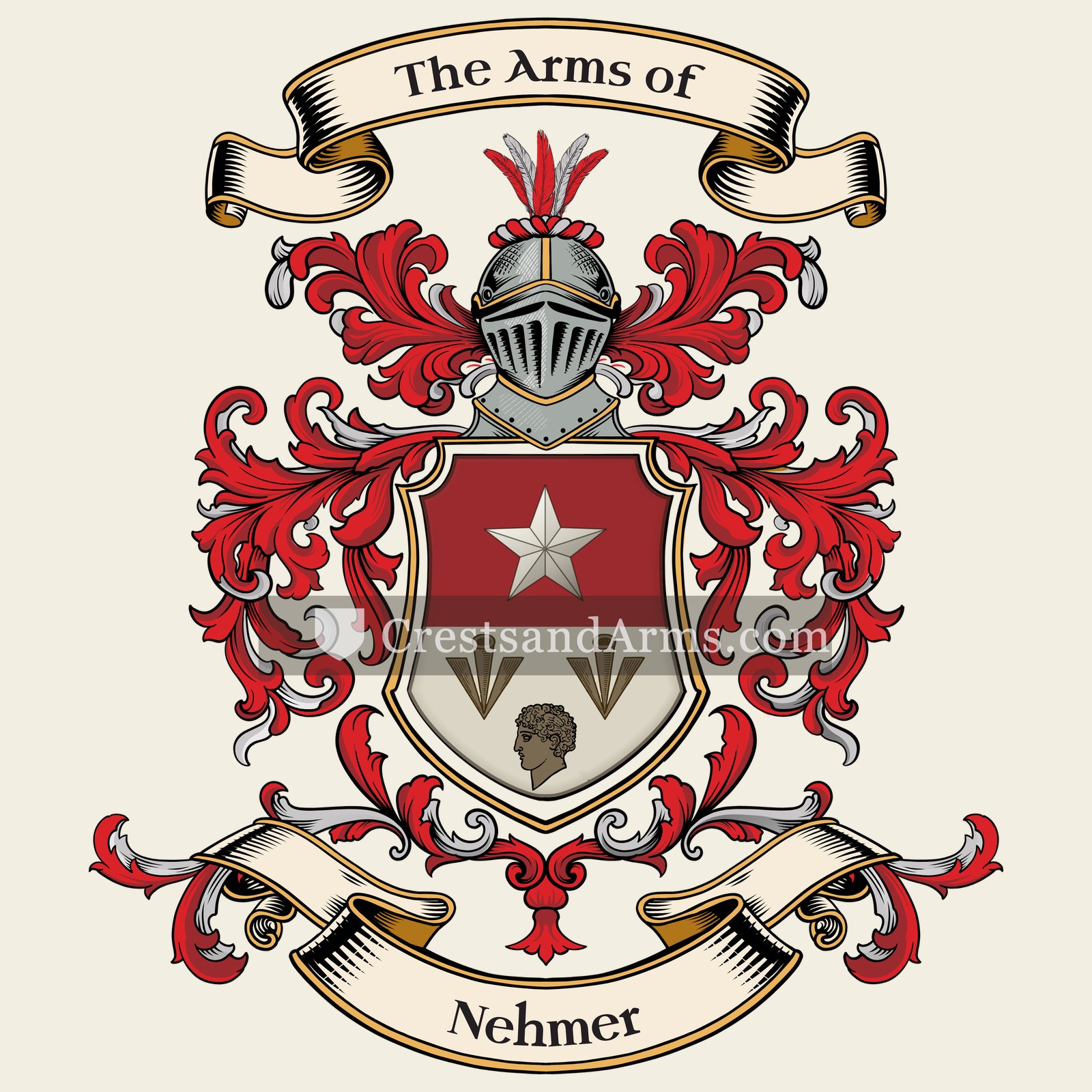 The Nehmer coat of arms, drawn from the recorded blazon