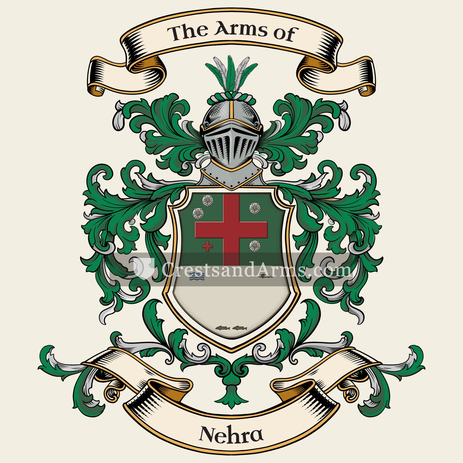 The Nehra coat of arms, drawn from the recorded blazon