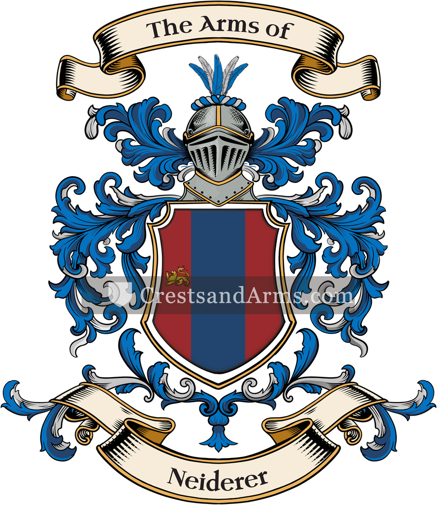 The Neiderer coat of arms, drawn from the recorded blazon