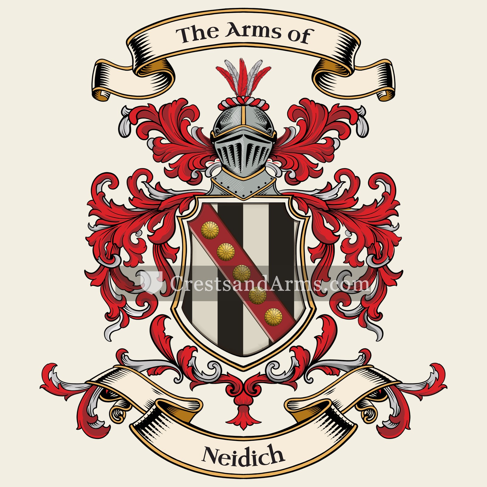 The Neidich coat of arms, drawn from the recorded blazon