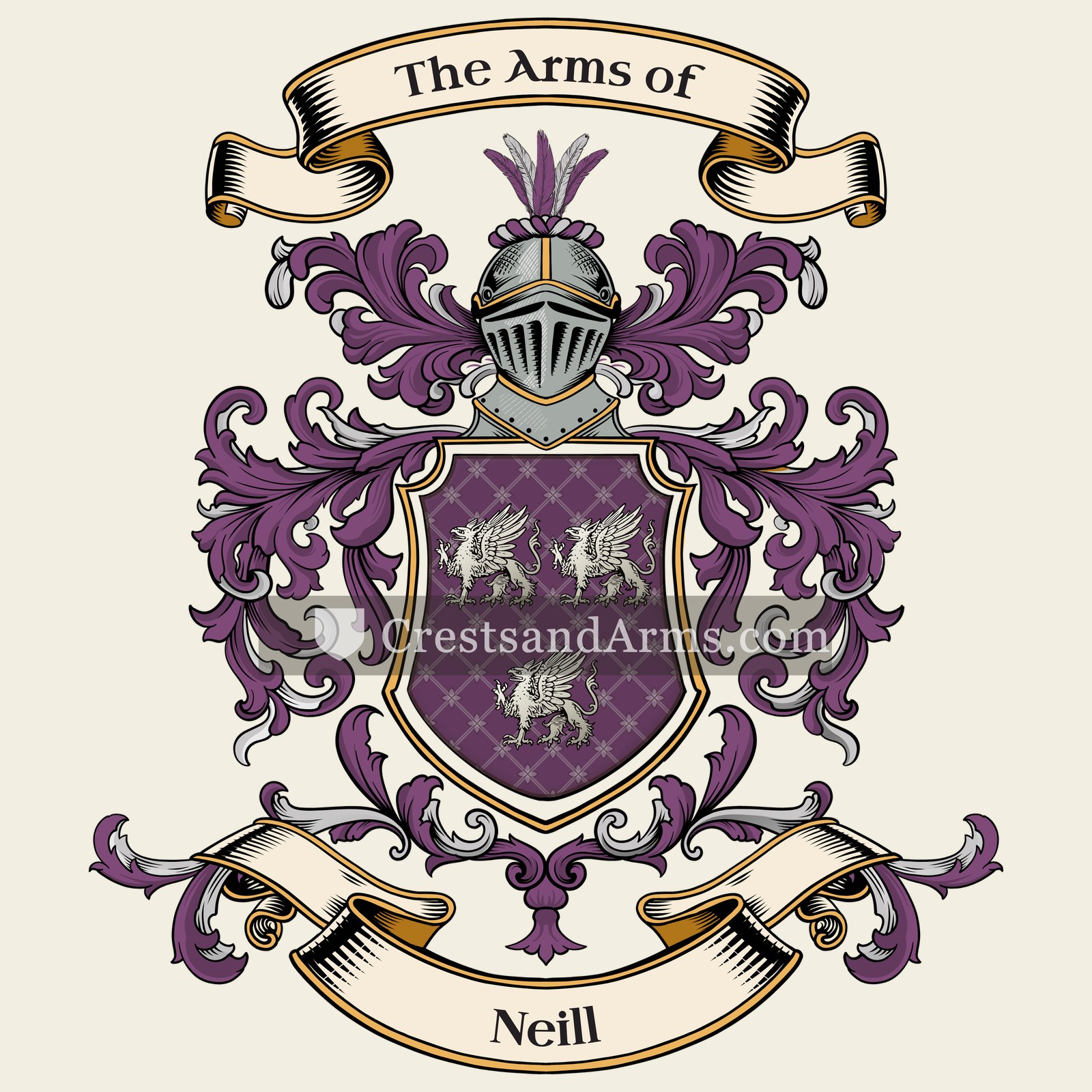 The Neill coat of arms, drawn from the recorded blazon