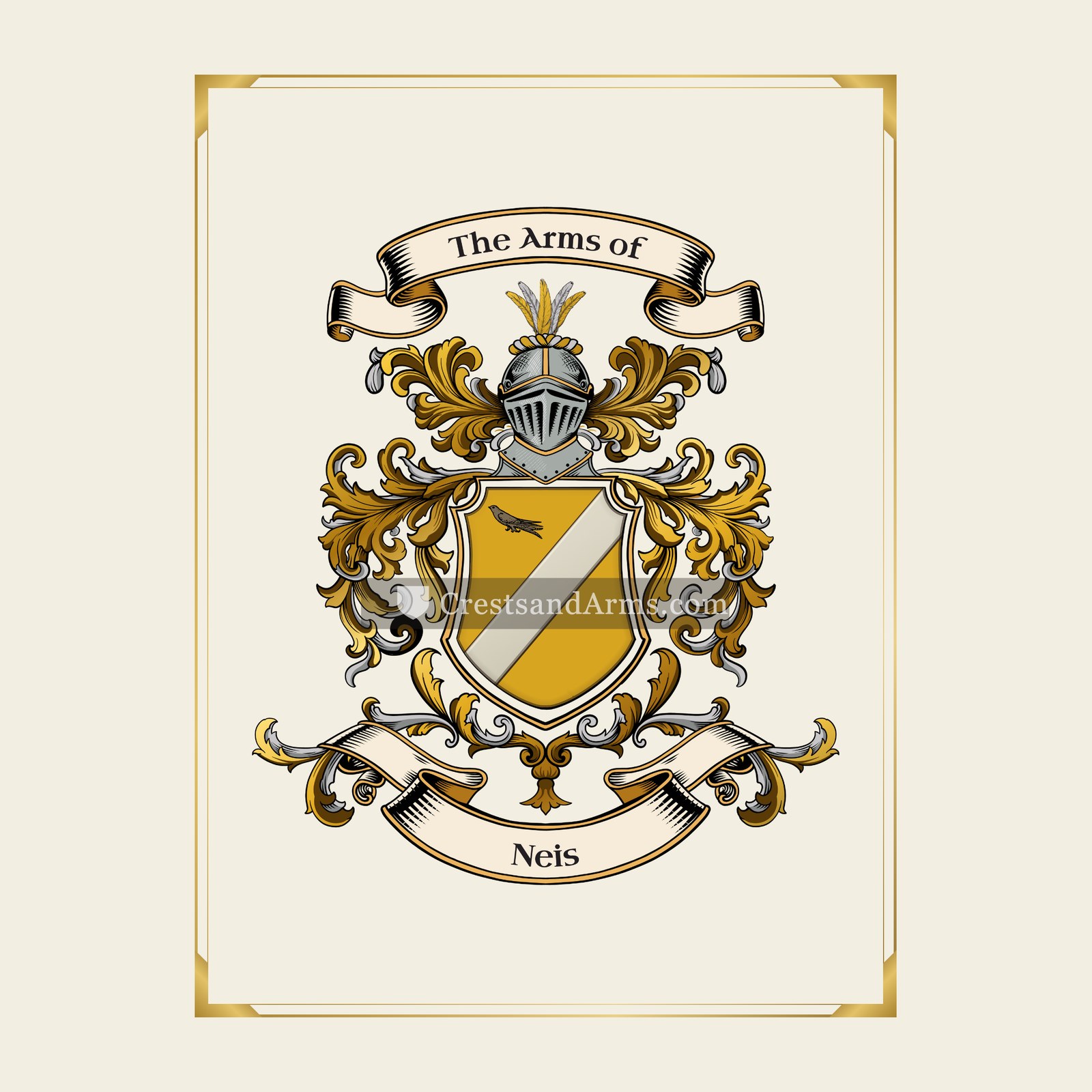 With gold border