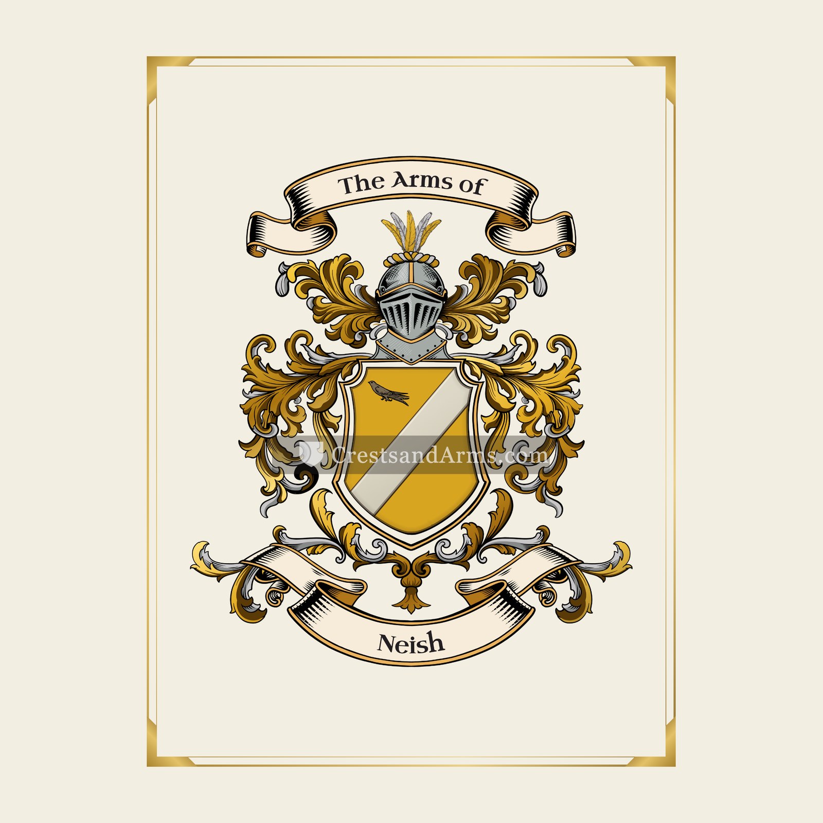 With gold border