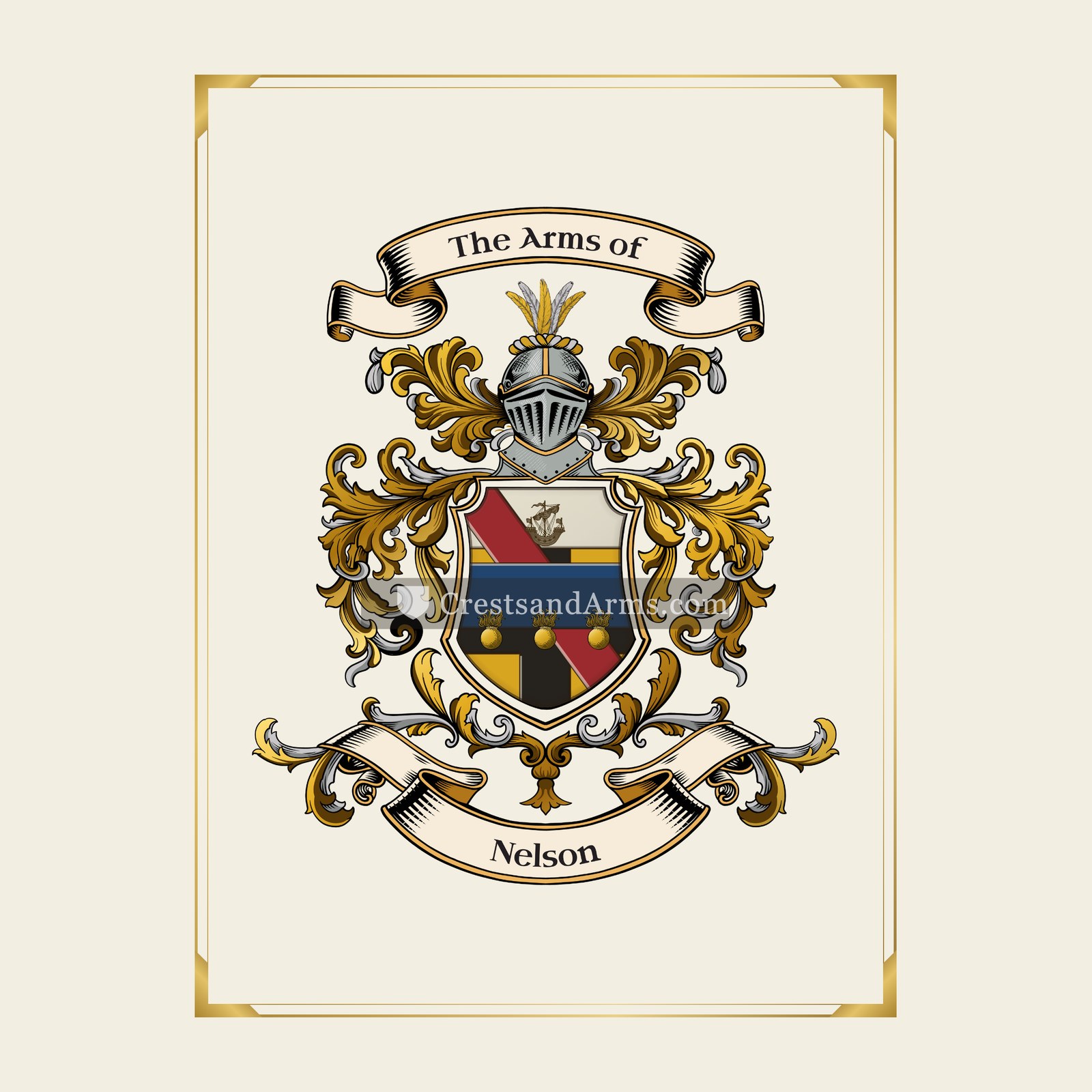 With gold border