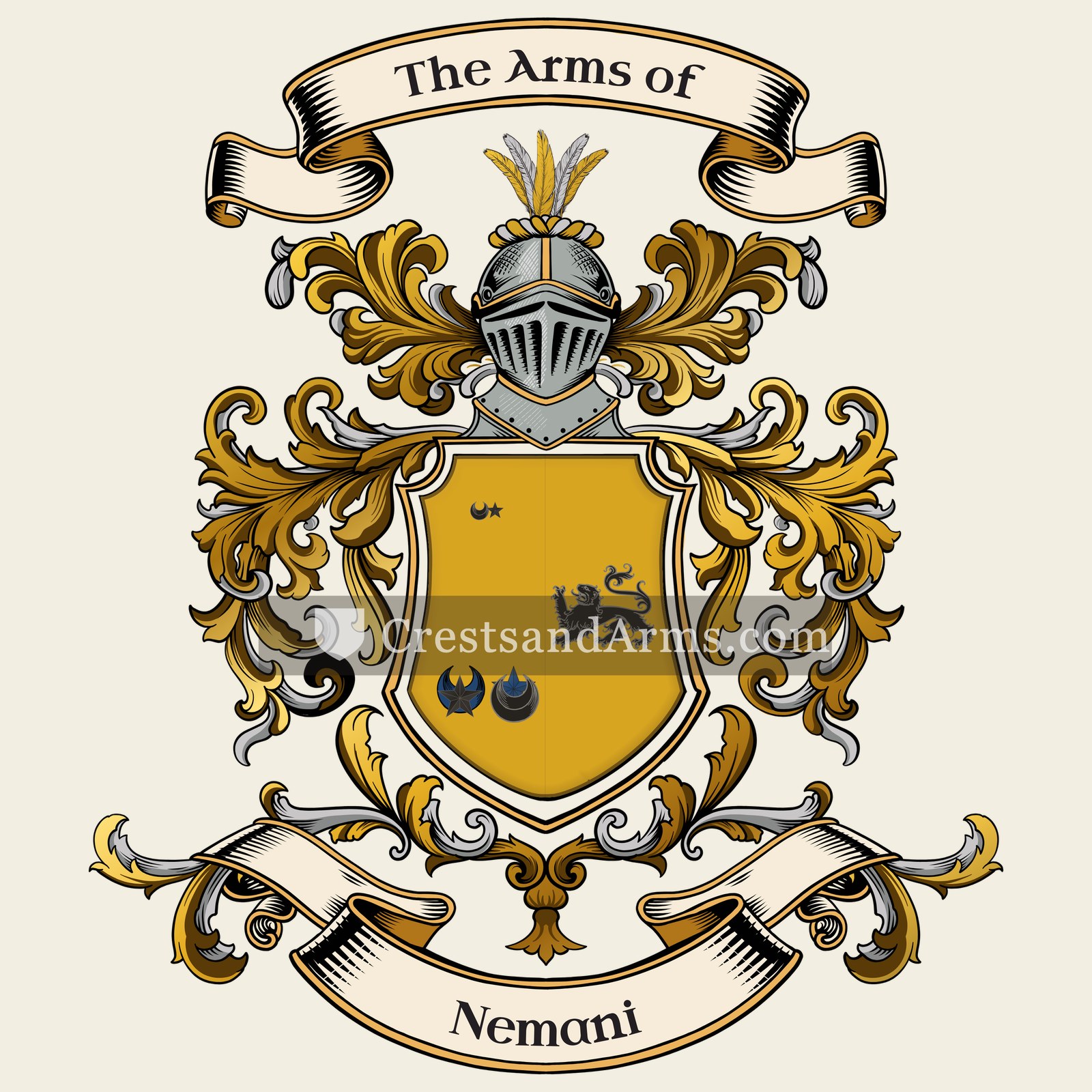 The Nemani coat of arms, drawn from the recorded blazon