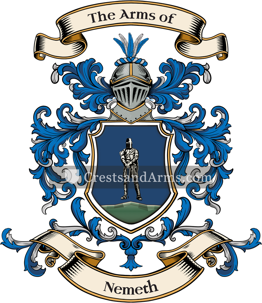 The Nemeth coat of arms, drawn from the recorded blazon
