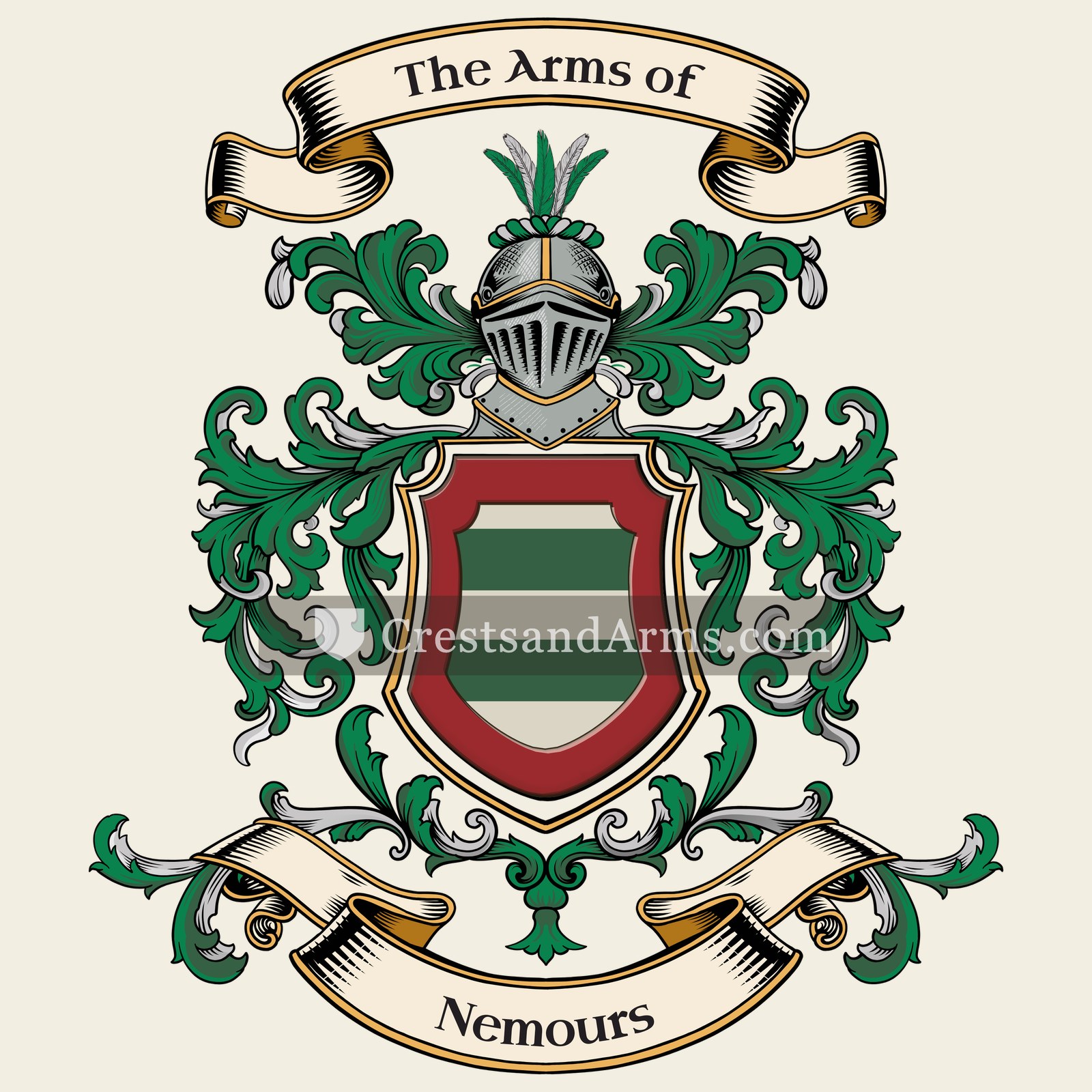 The Nemours coat of arms, drawn from the recorded blazon