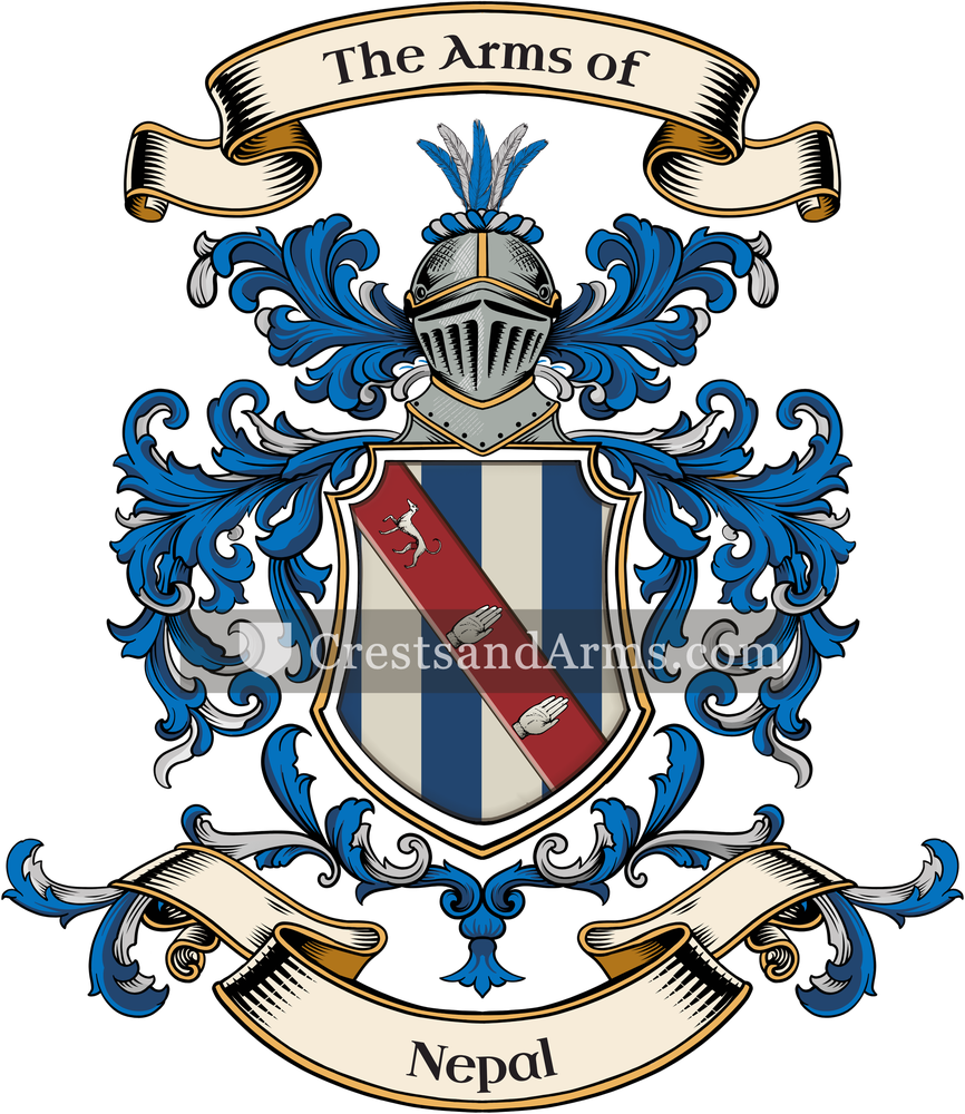 The Nepal coat of arms, drawn from the recorded blazon