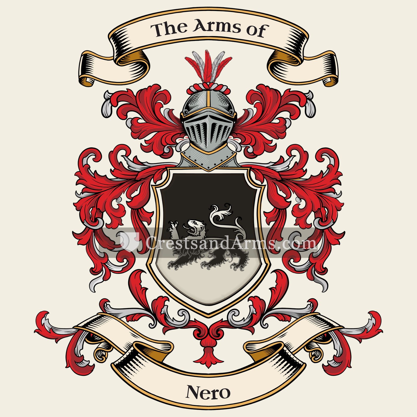 The Nero coat of arms, drawn from the recorded blazon