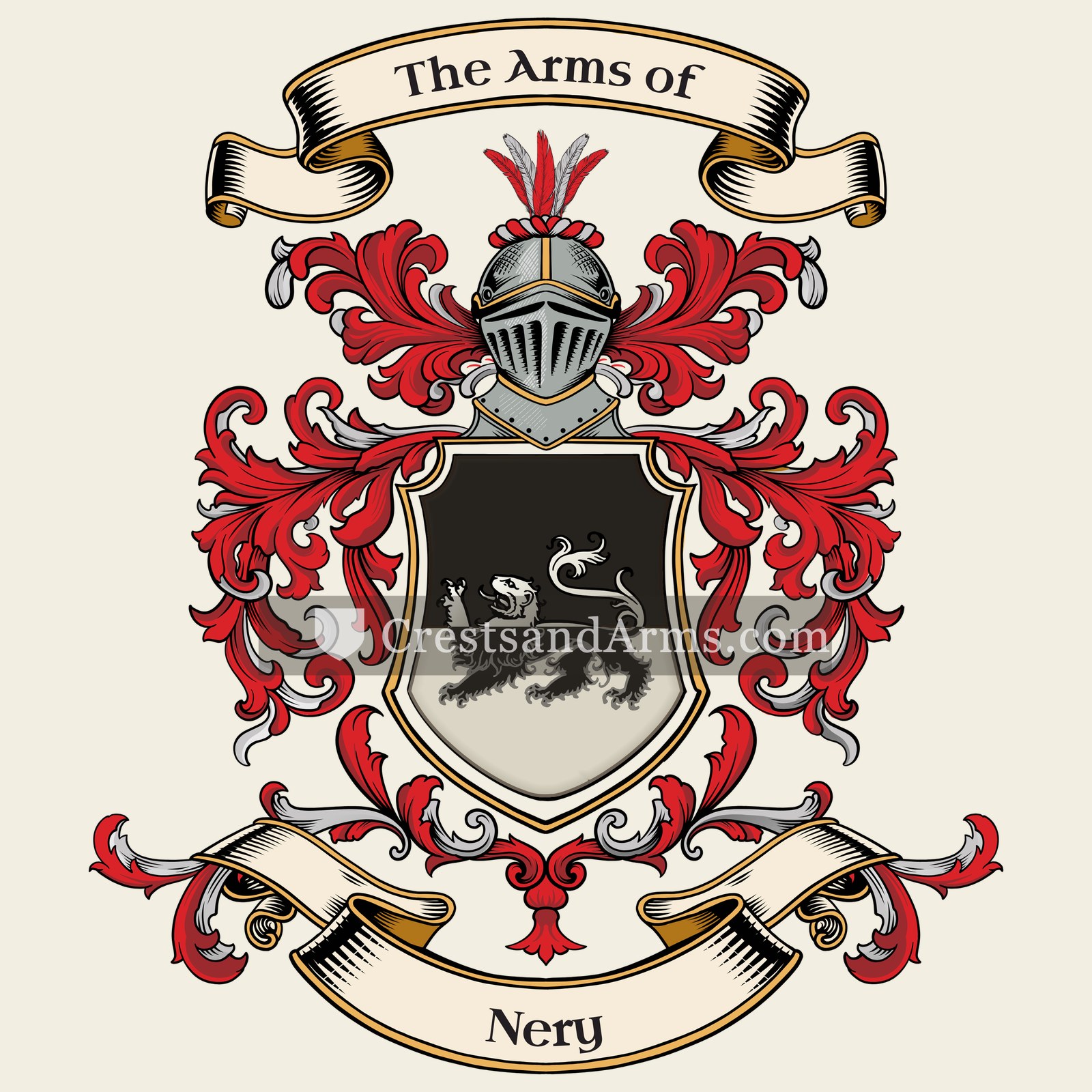 The Nery coat of arms, drawn from the recorded blazon