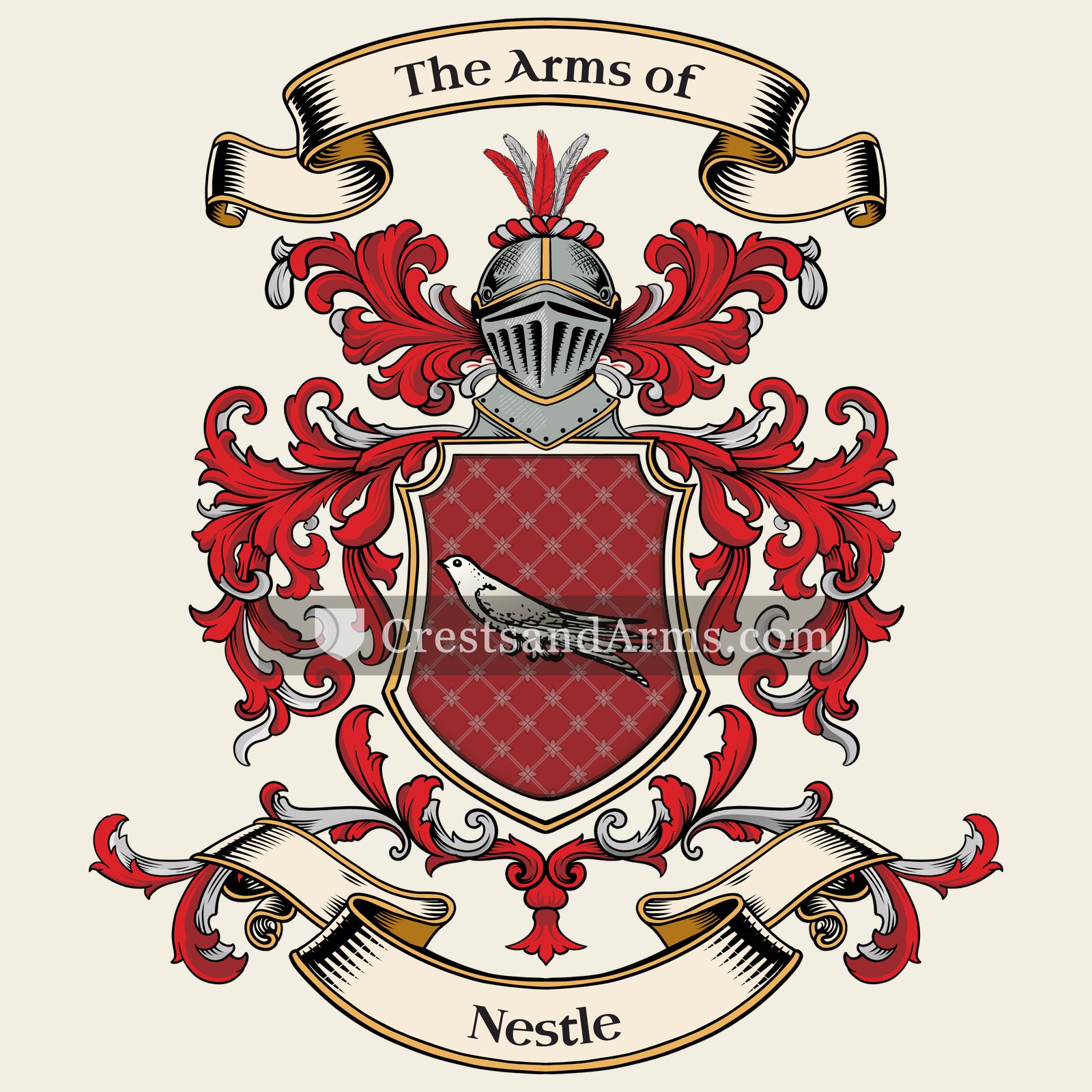 The Nestle coat of arms, drawn from the recorded blazon