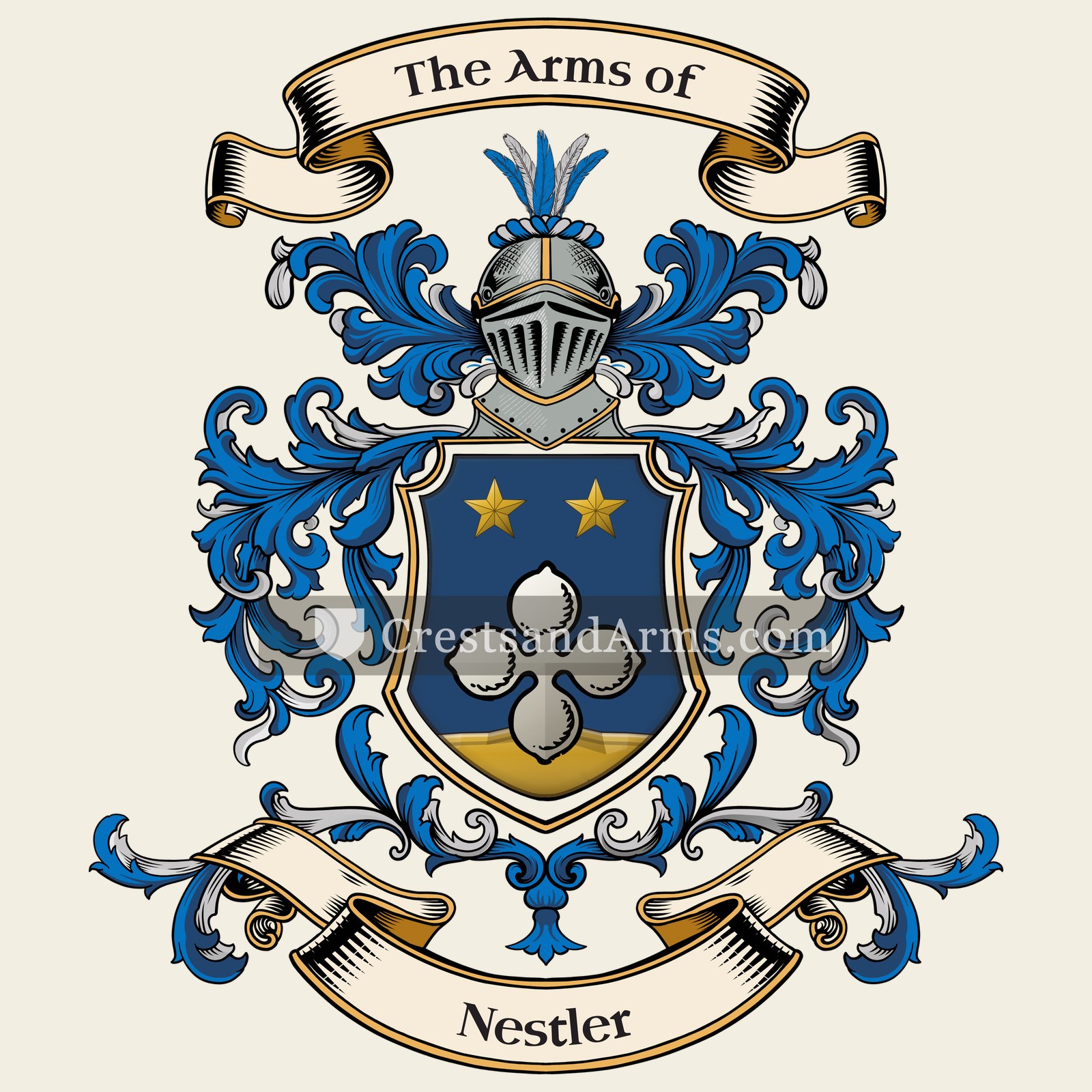 The Nestler coat of arms, drawn from the recorded blazon