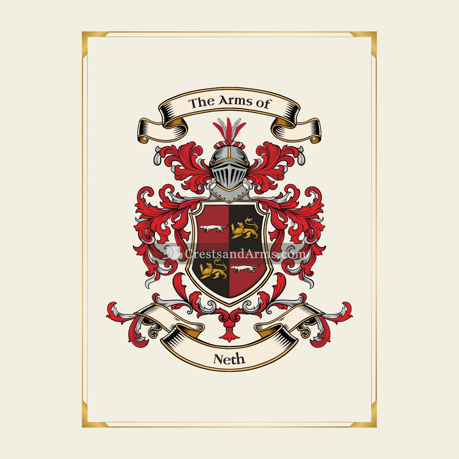 With gold border