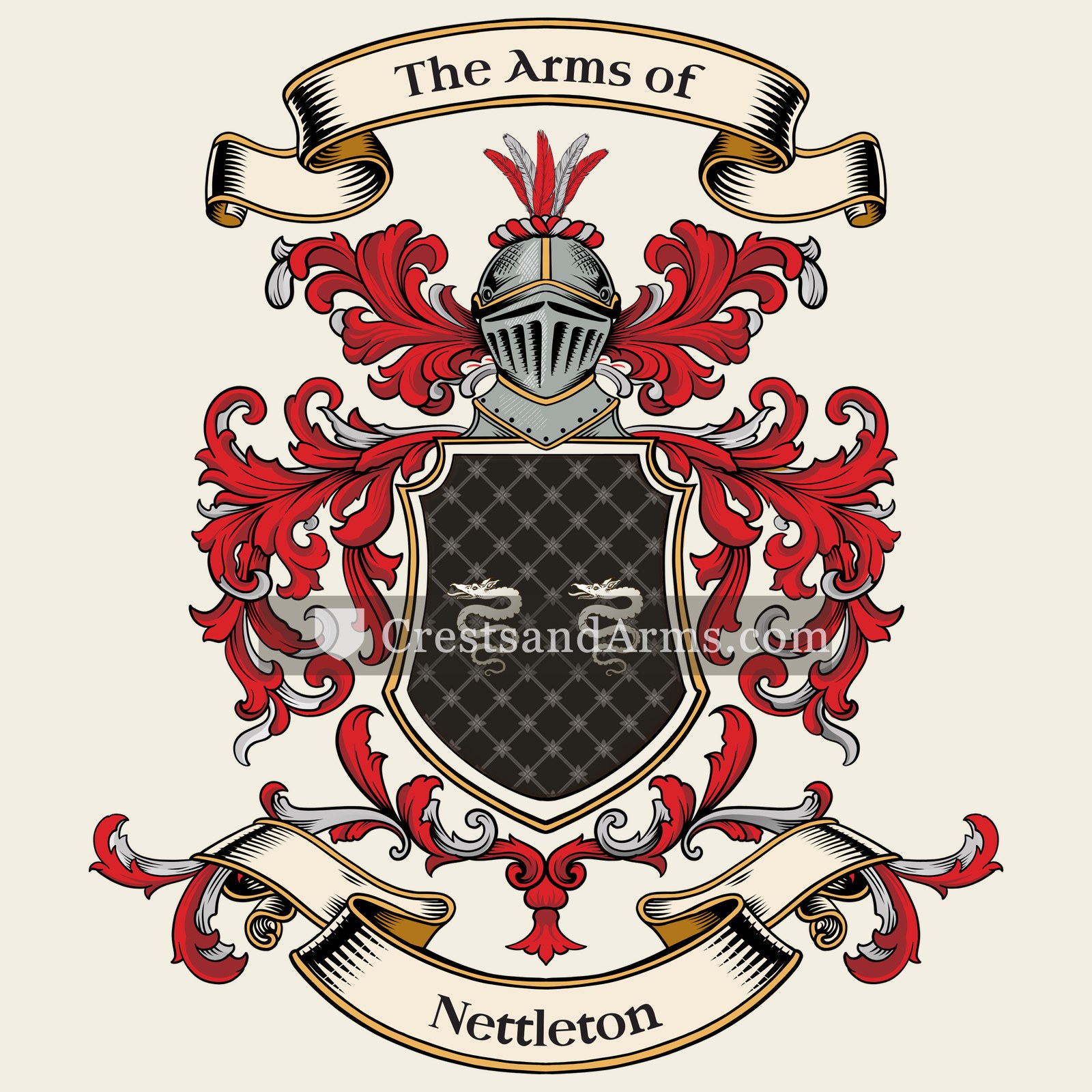 The Nettleton coat of arms, drawn from the recorded blazon