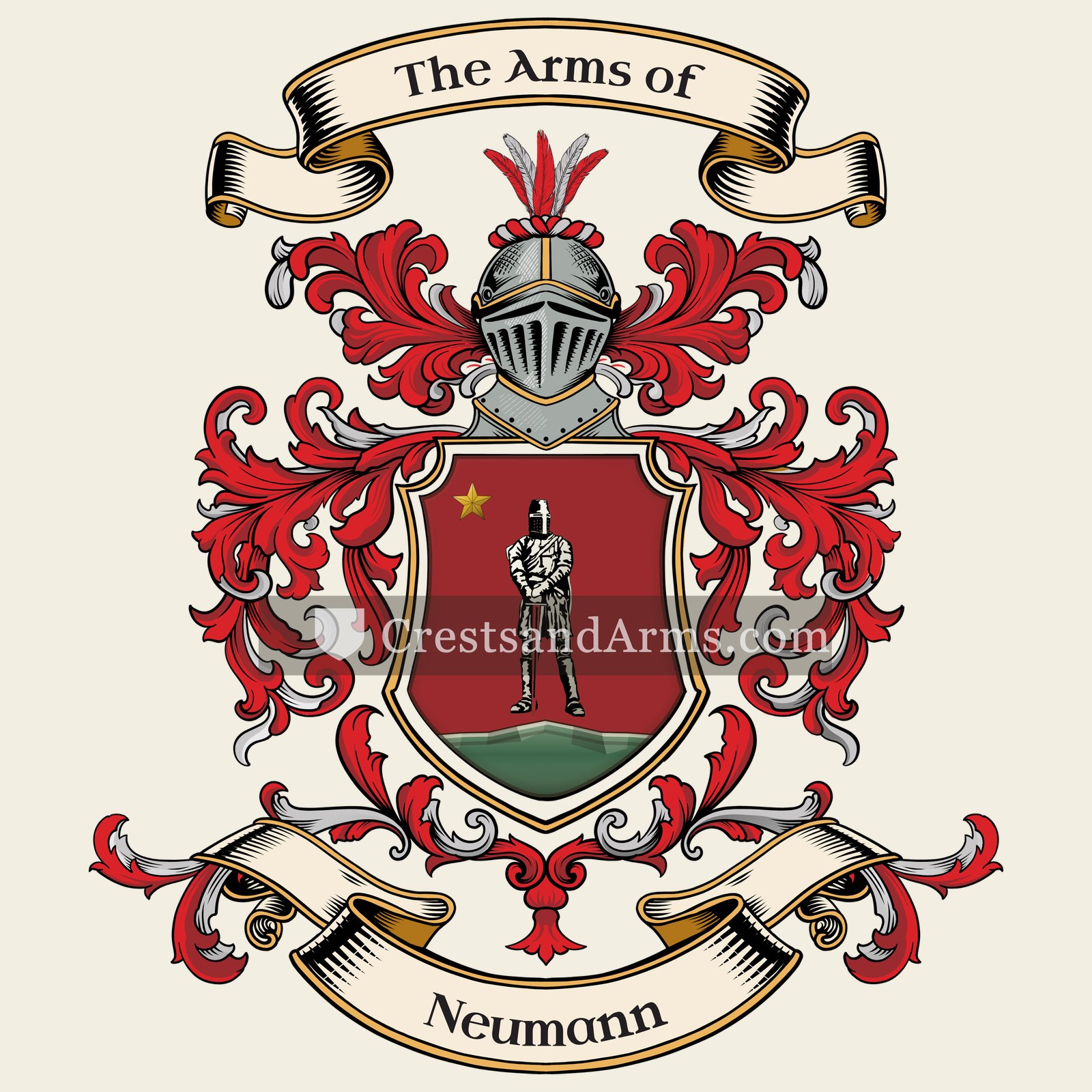 The Neumann coat of arms, drawn from the recorded blazon