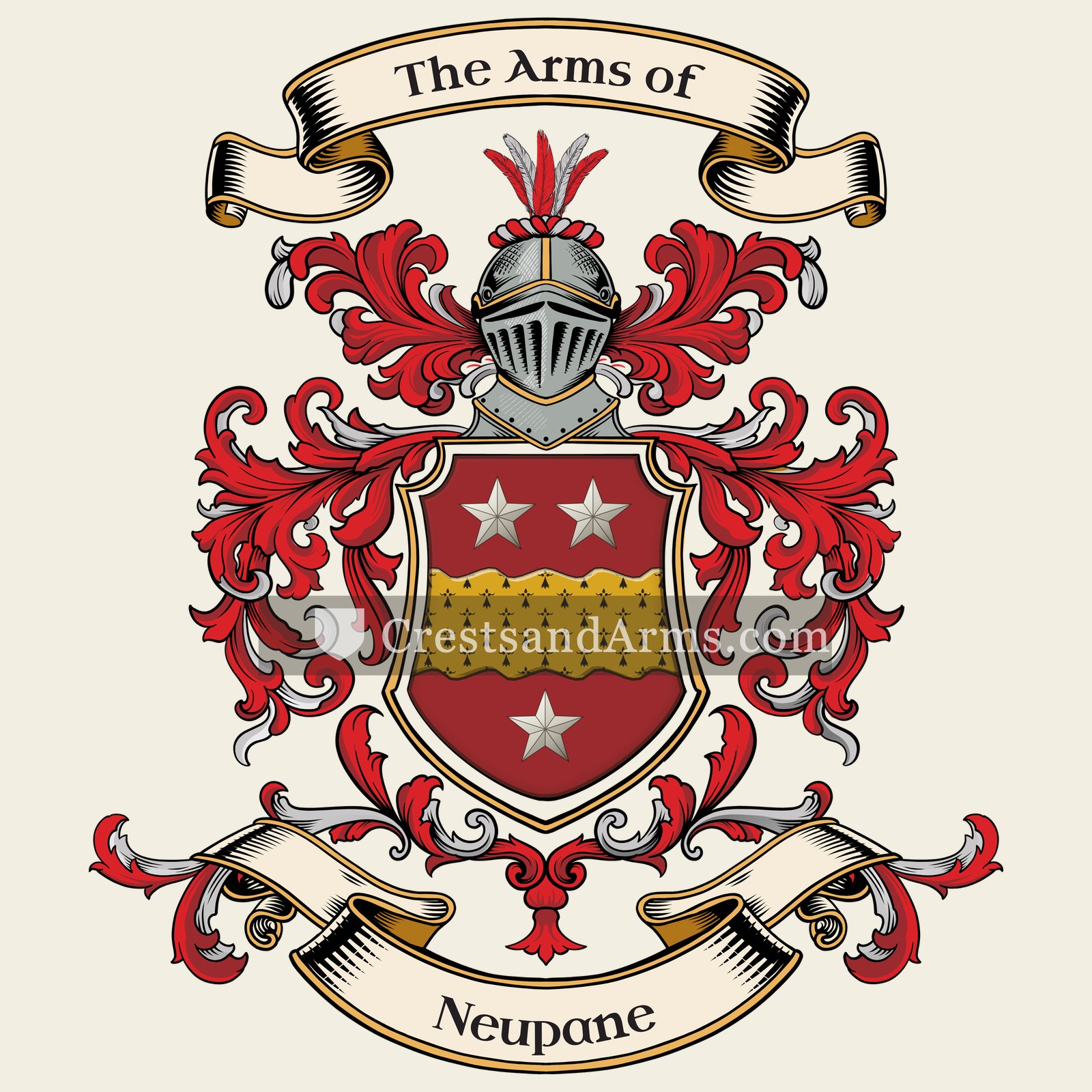 The Neupane coat of arms, drawn from the recorded blazon