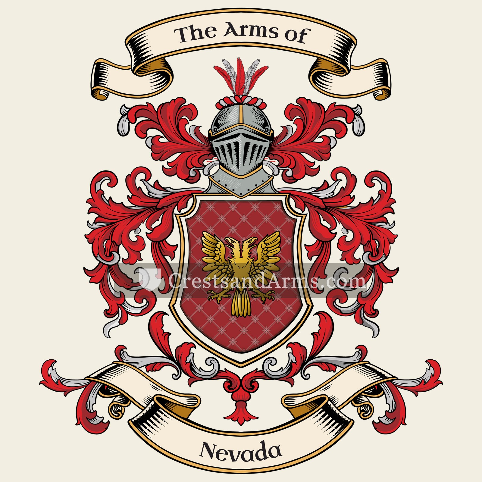The Nevada coat of arms, drawn from the recorded blazon