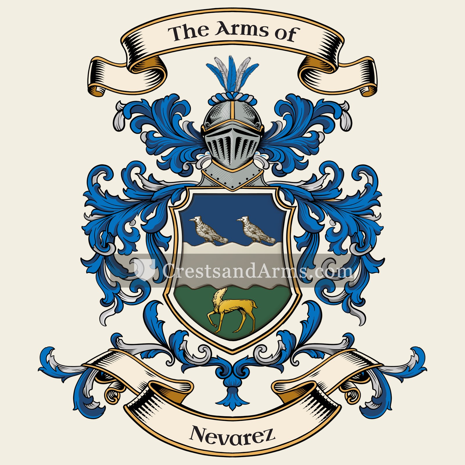 The Nevarez coat of arms, drawn from the recorded blazon