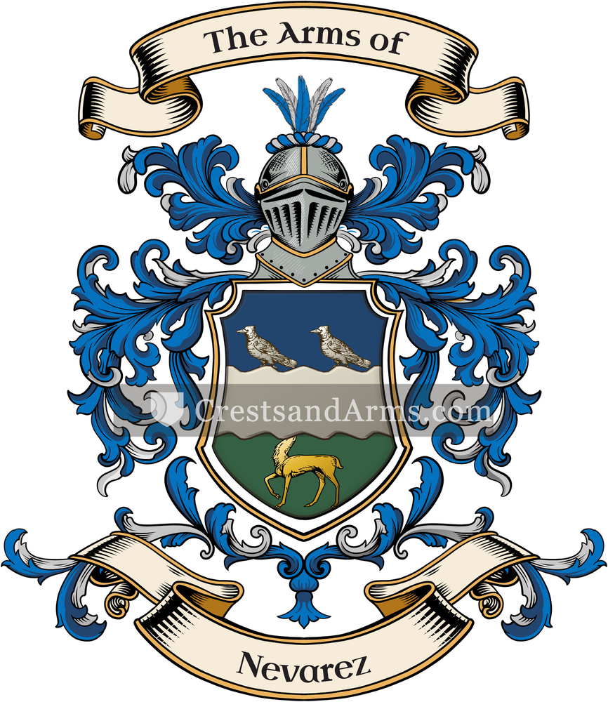 The Nevarez coat of arms, drawn from the recorded blazon