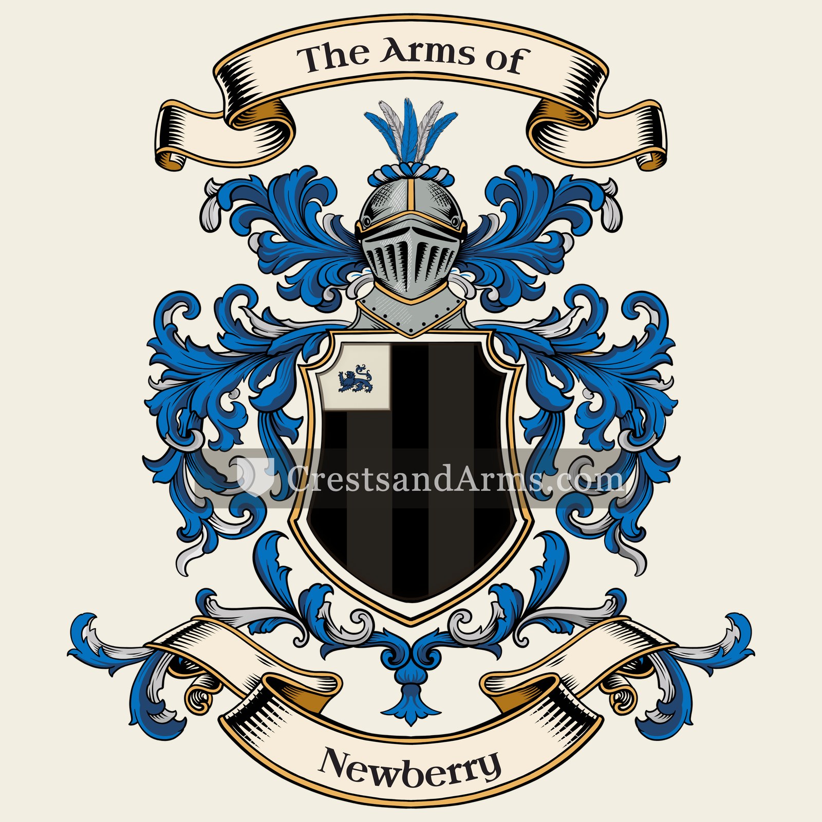 The Newberry coat of arms, drawn from the recorded blazon