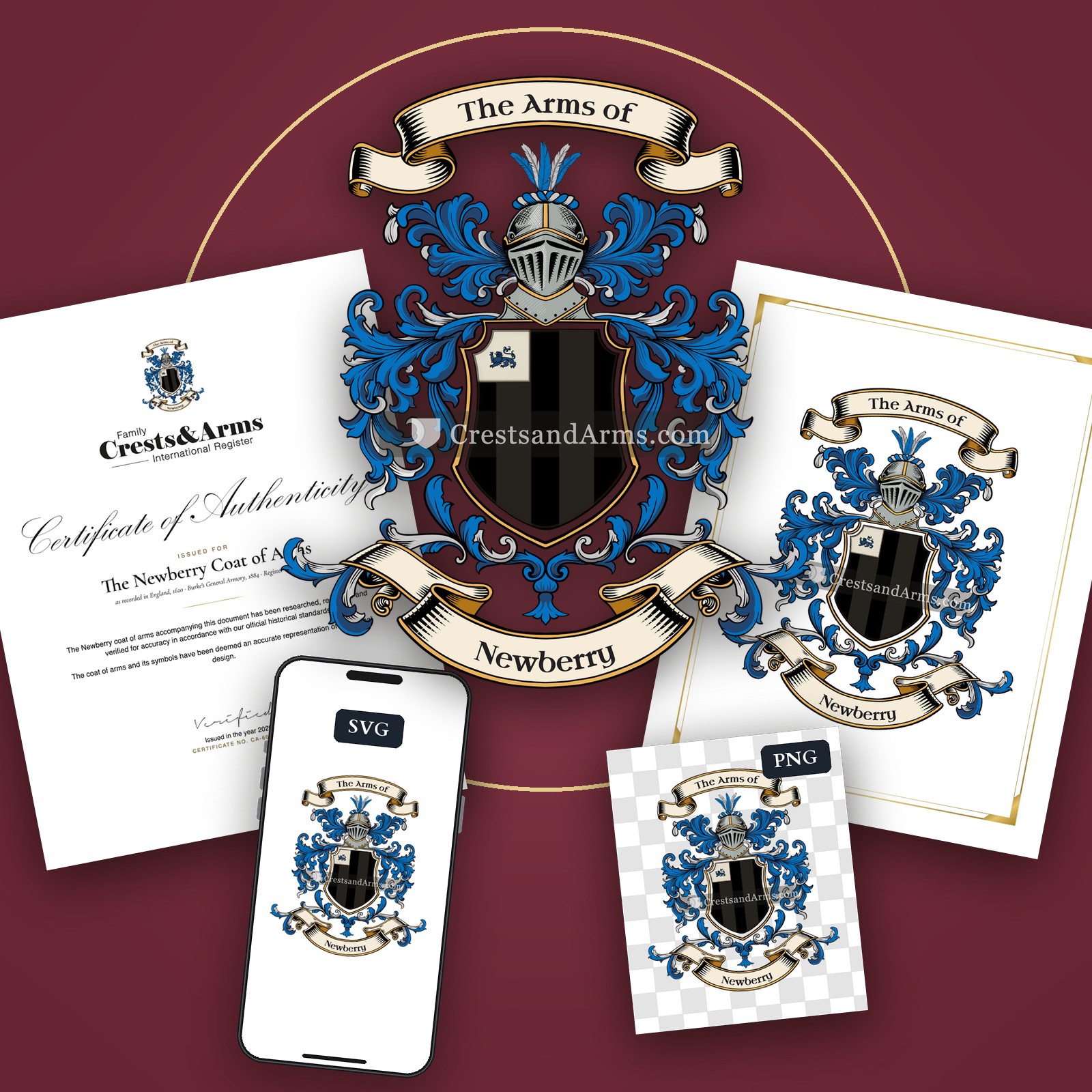 The Newberry arms on the coat of arms — digital pack