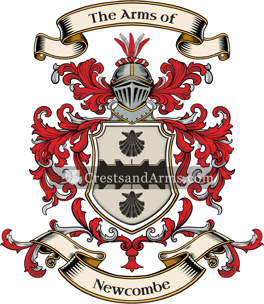 The Newcombe coat of arms, drawn from the recorded blazon