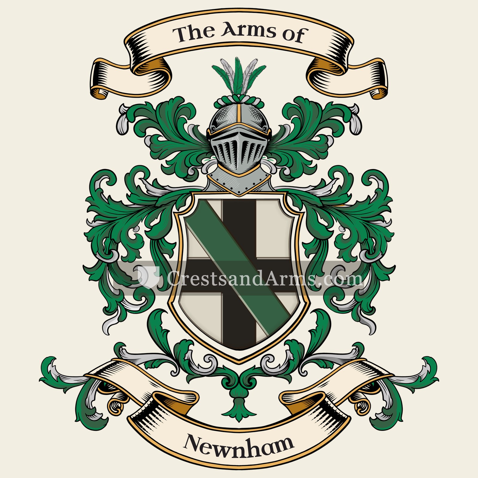 The Newnham coat of arms, drawn from the recorded blazon
