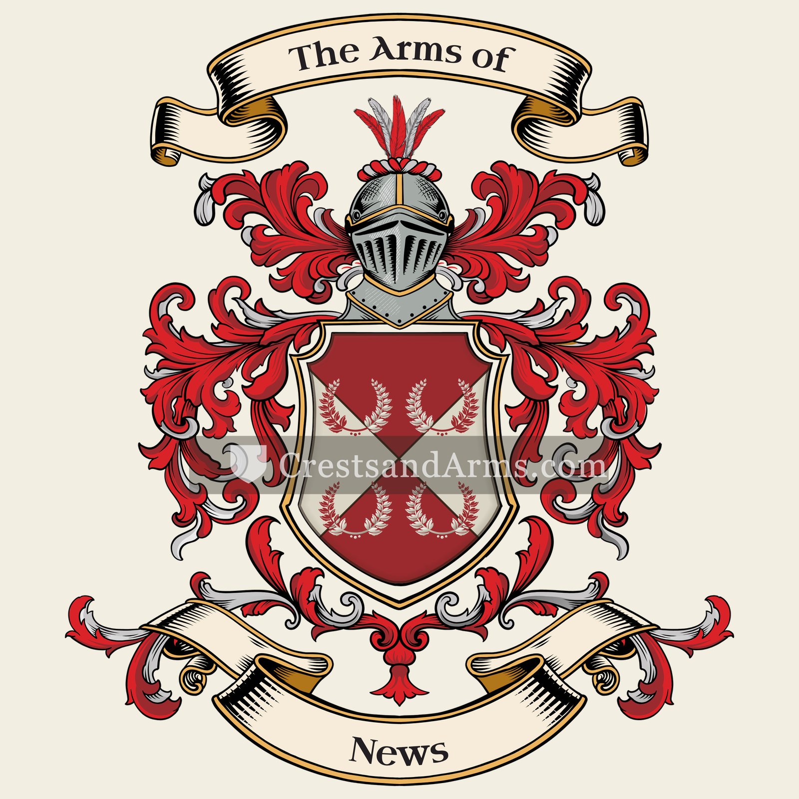 The News coat of arms, drawn from the recorded blazon