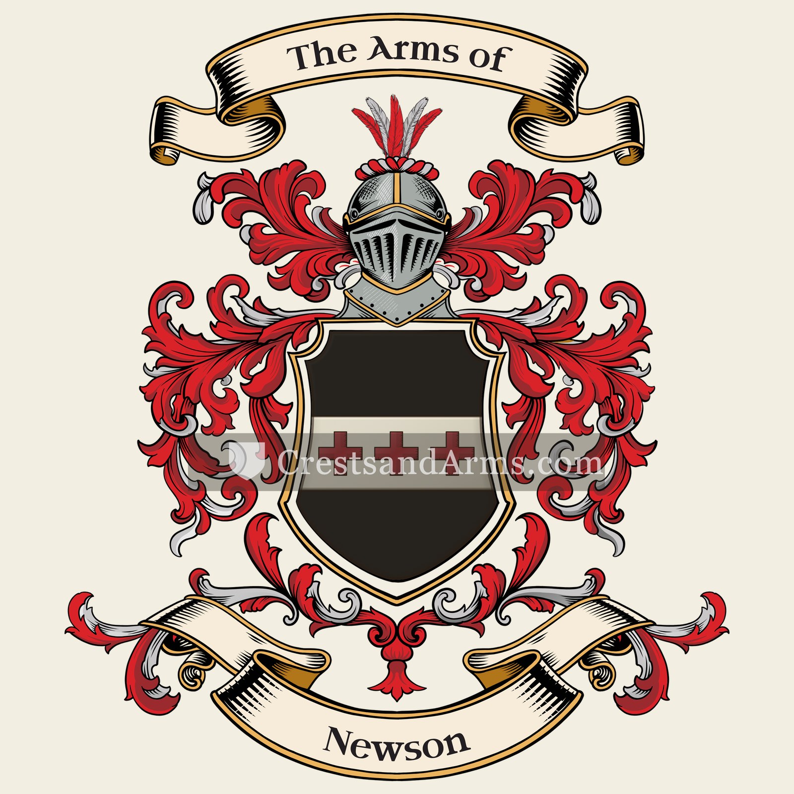 The Newson coat of arms, drawn from the recorded blazon
