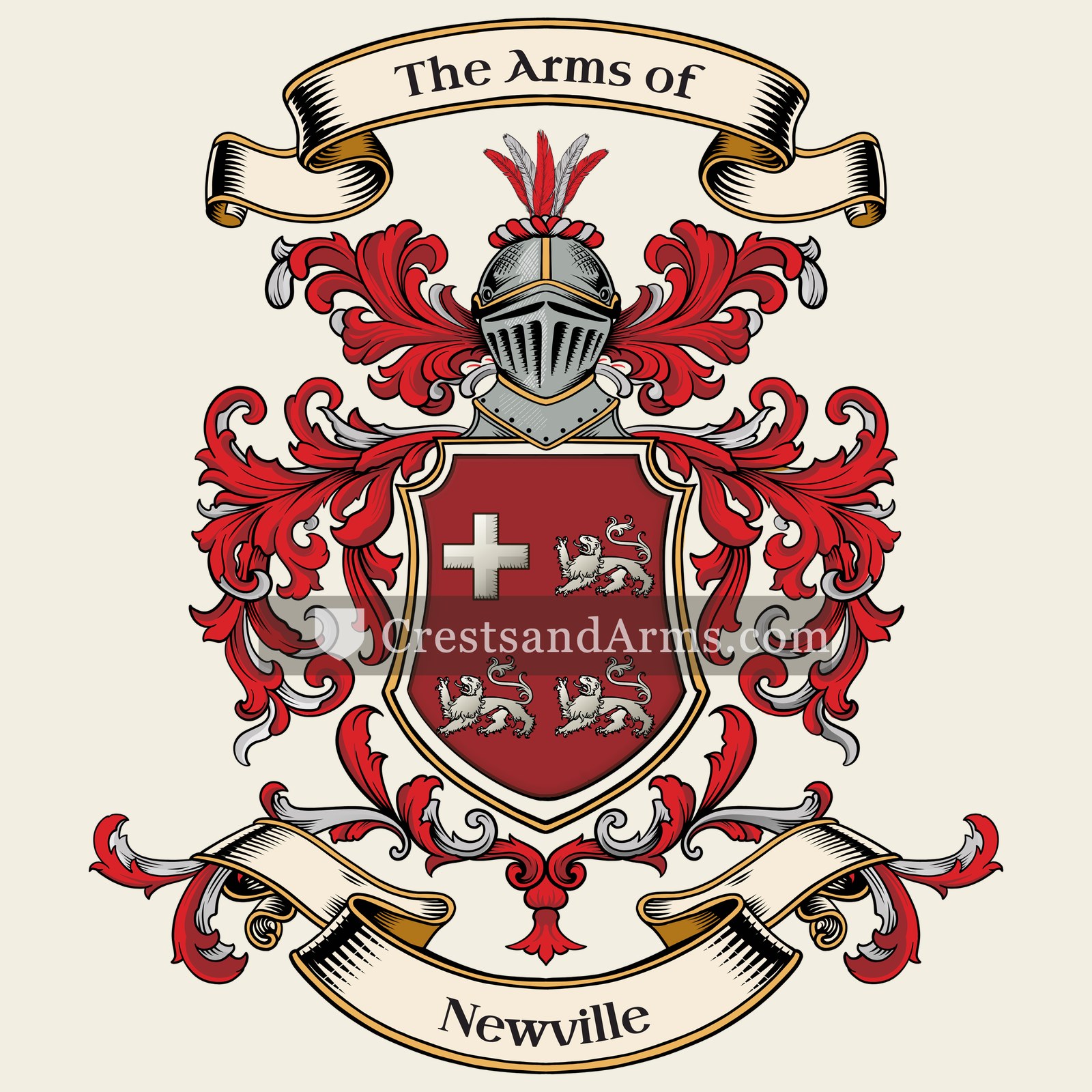 The Newville coat of arms, drawn from the recorded blazon