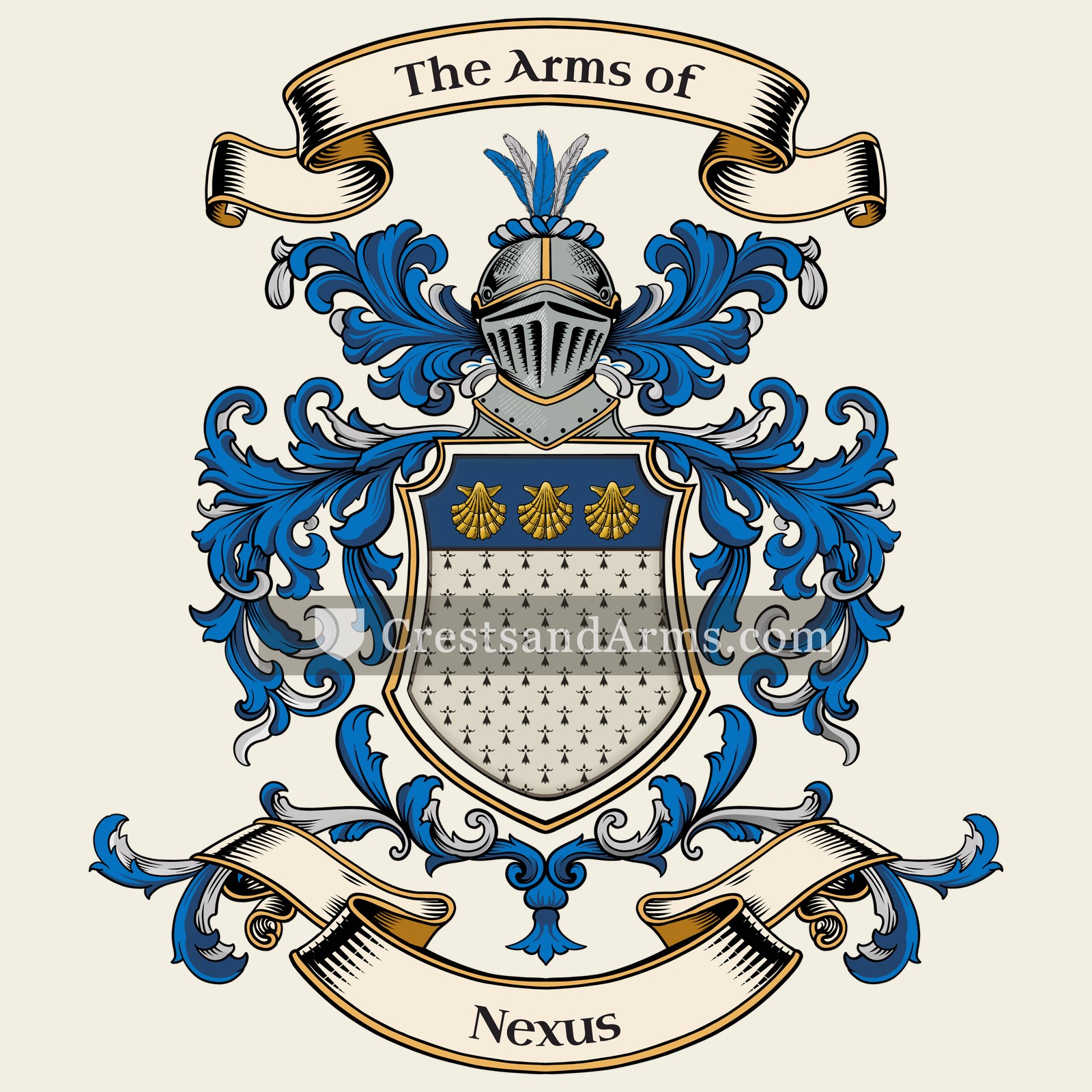 The Nexus coat of arms, drawn from the recorded blazon