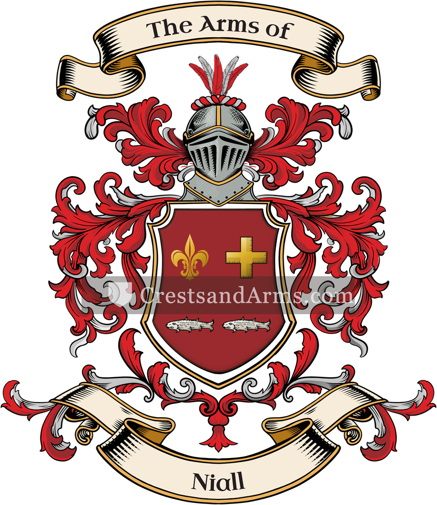 The Niall coat of arms, drawn from the recorded blazon