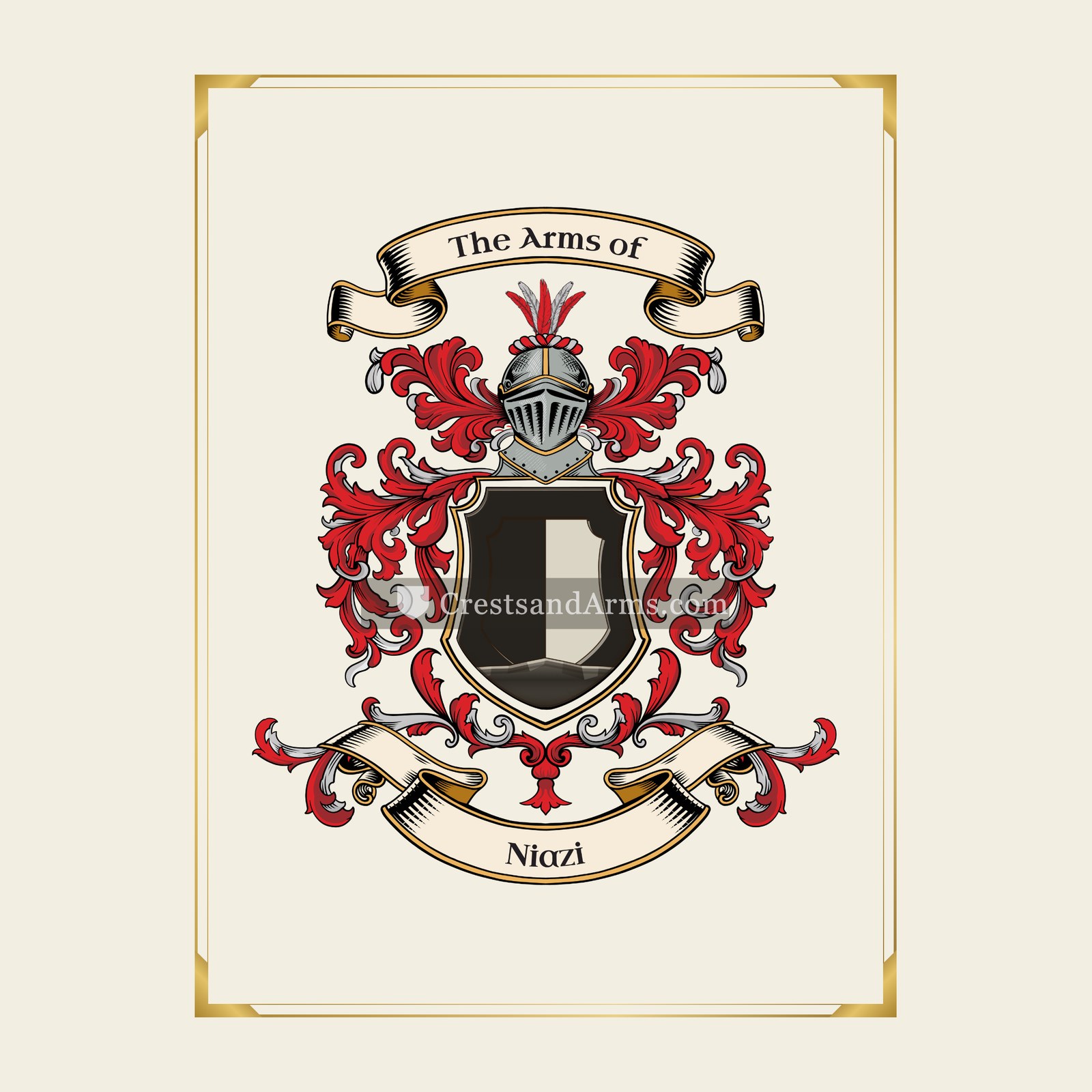 With gold border