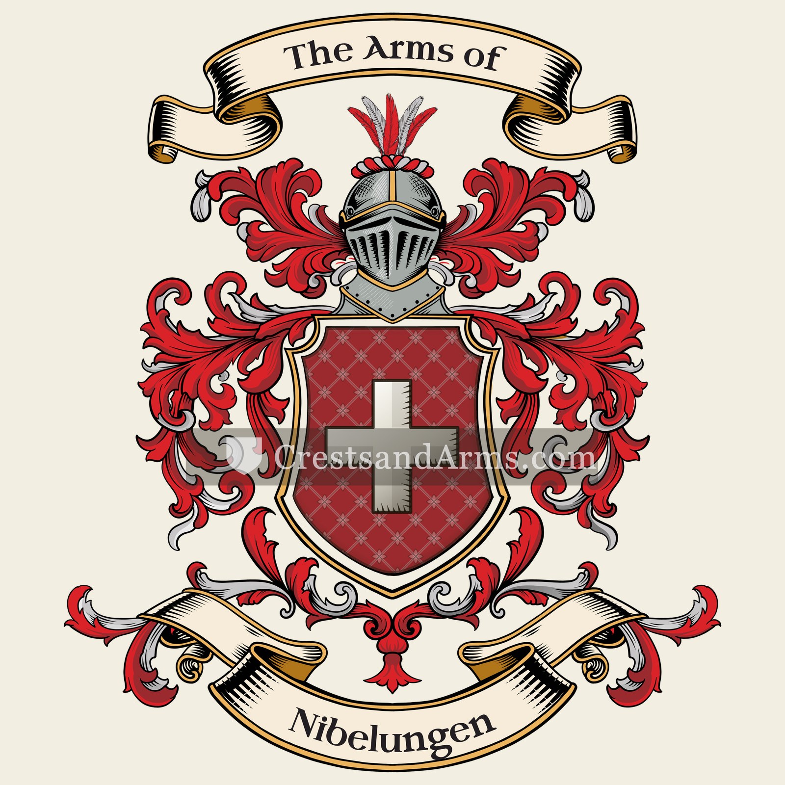 The Nibelungen coat of arms, drawn from the recorded blazon