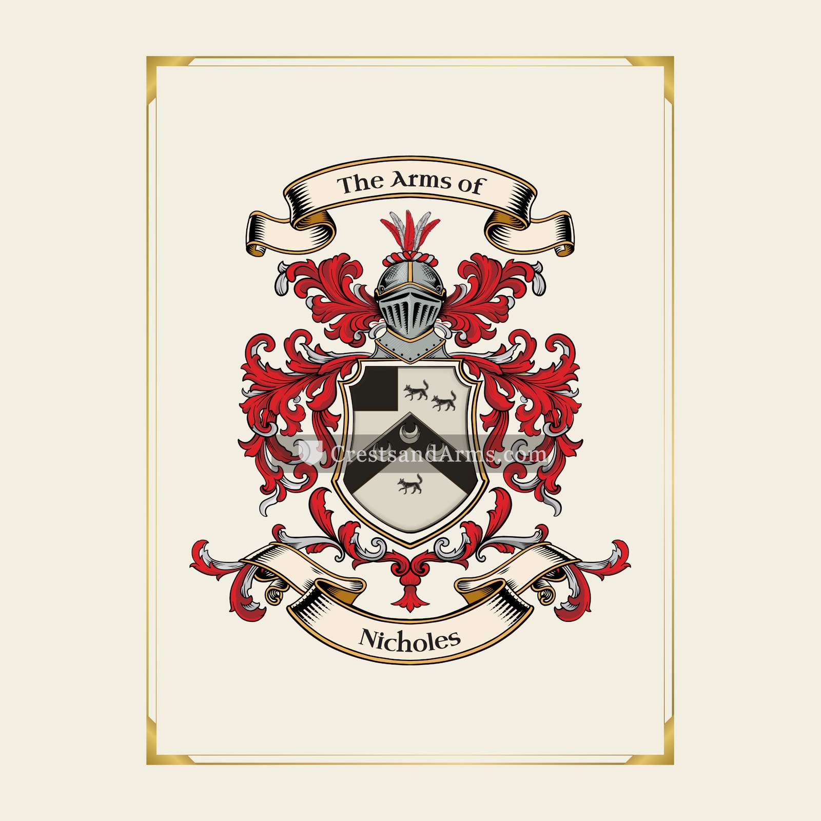 With gold border