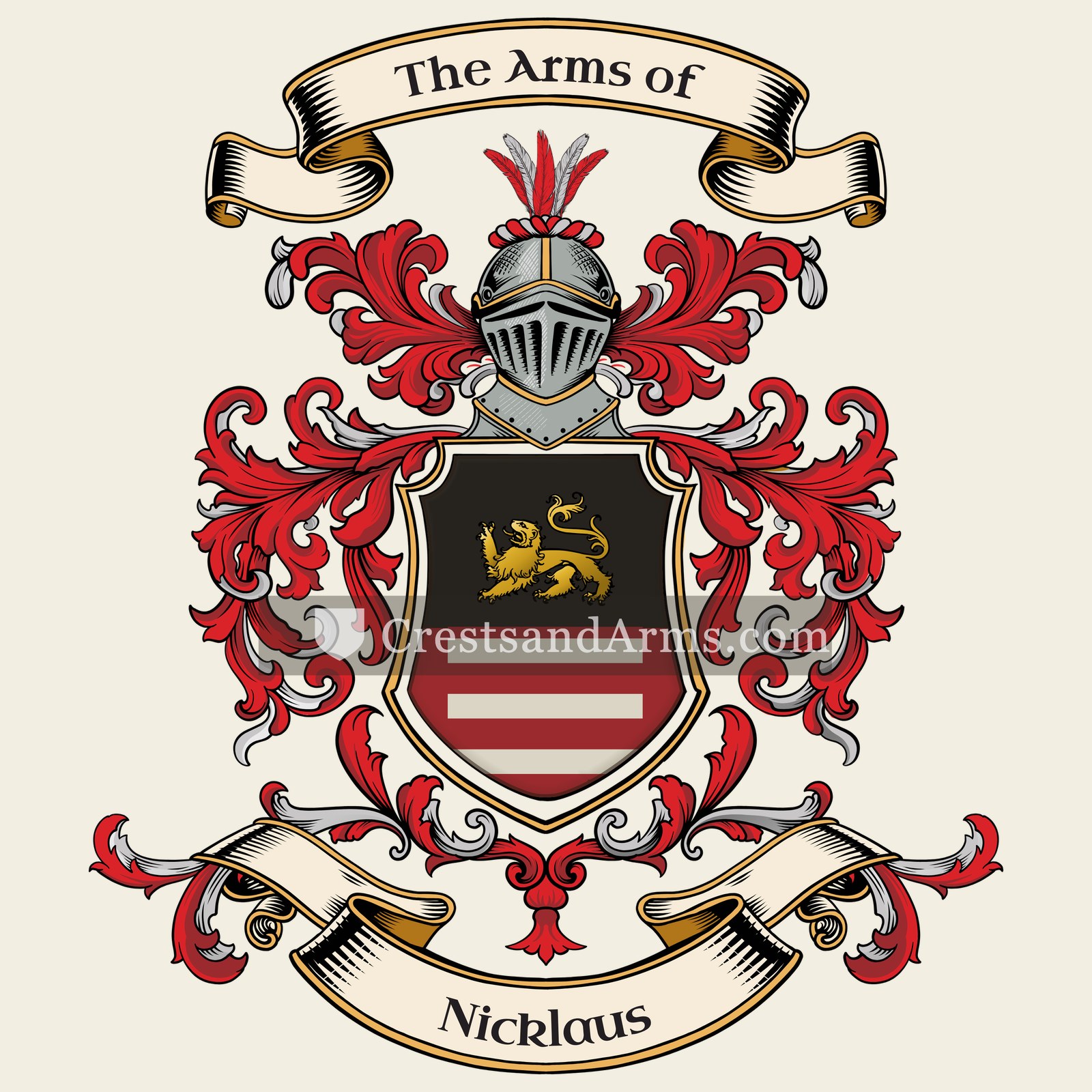 The Nicklaus coat of arms, drawn from the recorded blazon