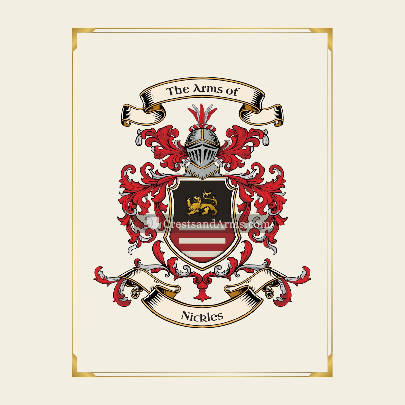 With gold border
