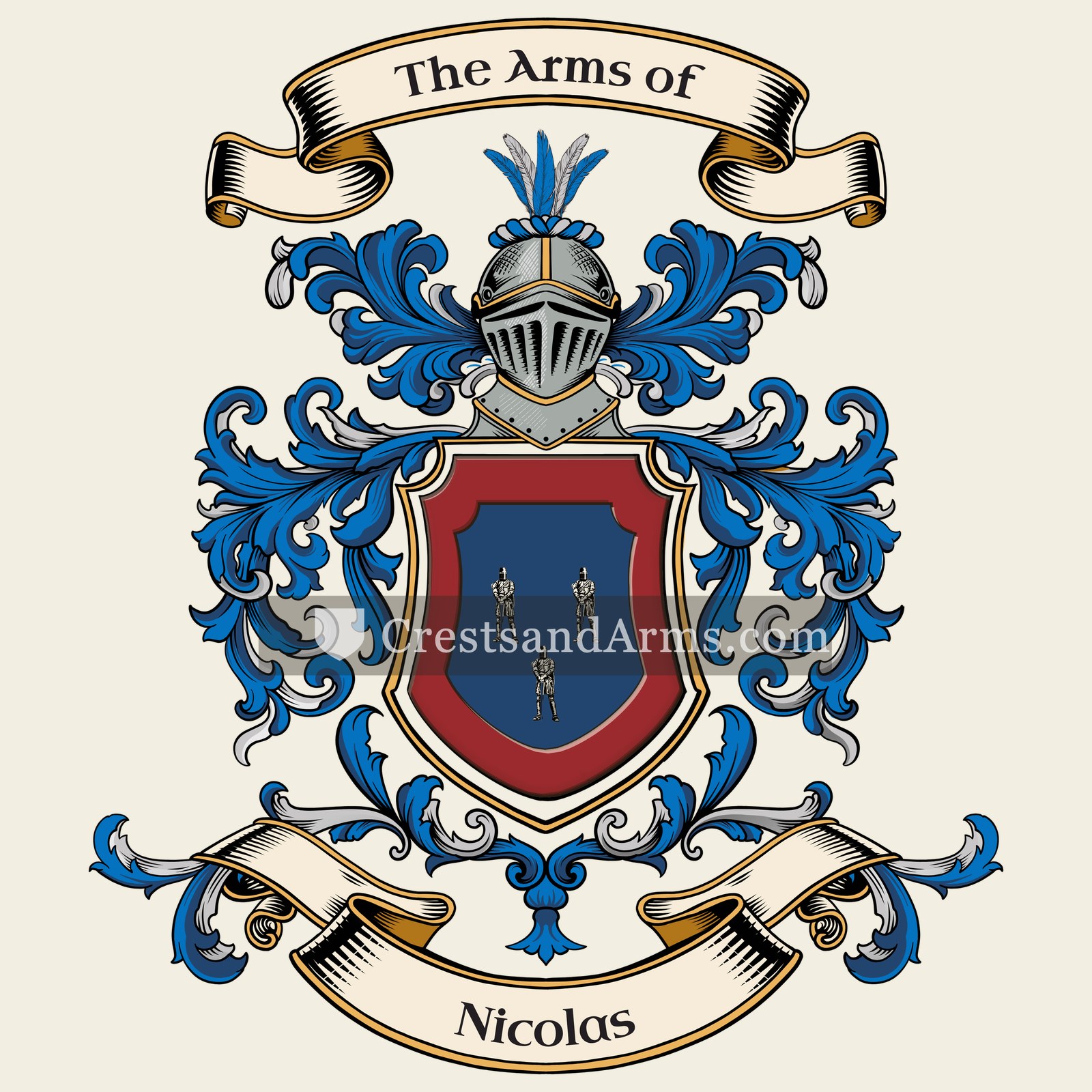 The Nicolas coat of arms, drawn from the recorded blazon