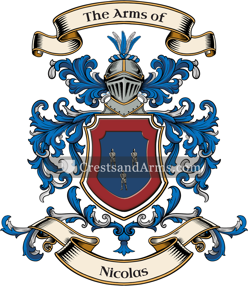 The Nicolas coat of arms, drawn from the recorded blazon