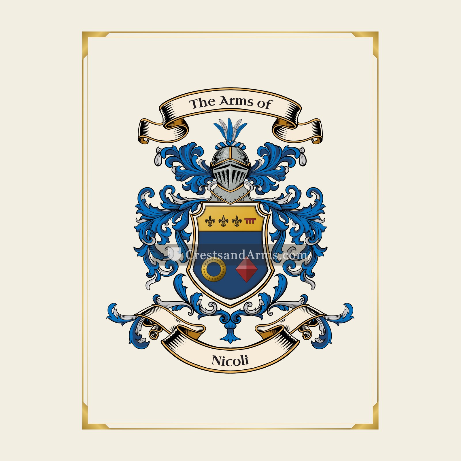 With gold border